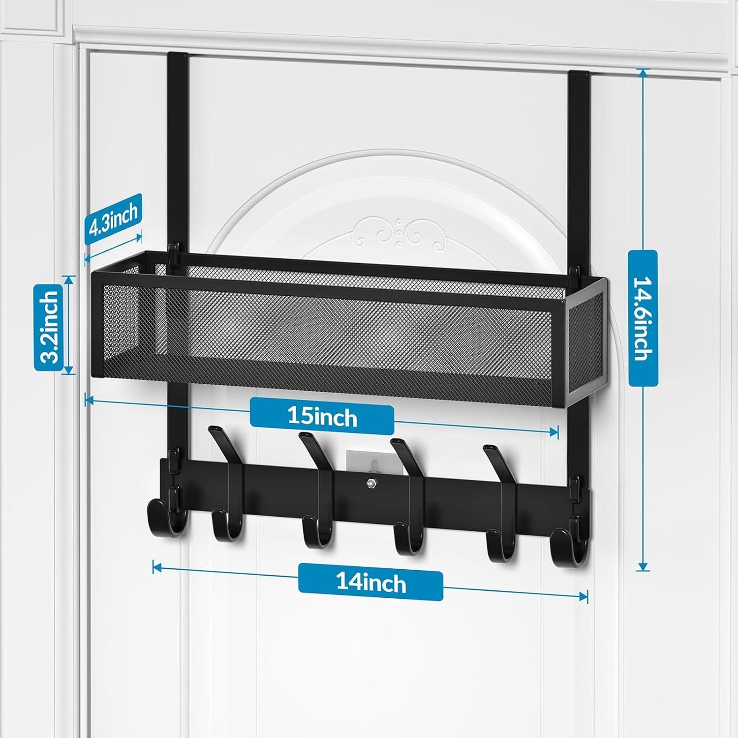 Organizador de Puerta Aimeaihe con 10 Ganchos y Canasta Negra