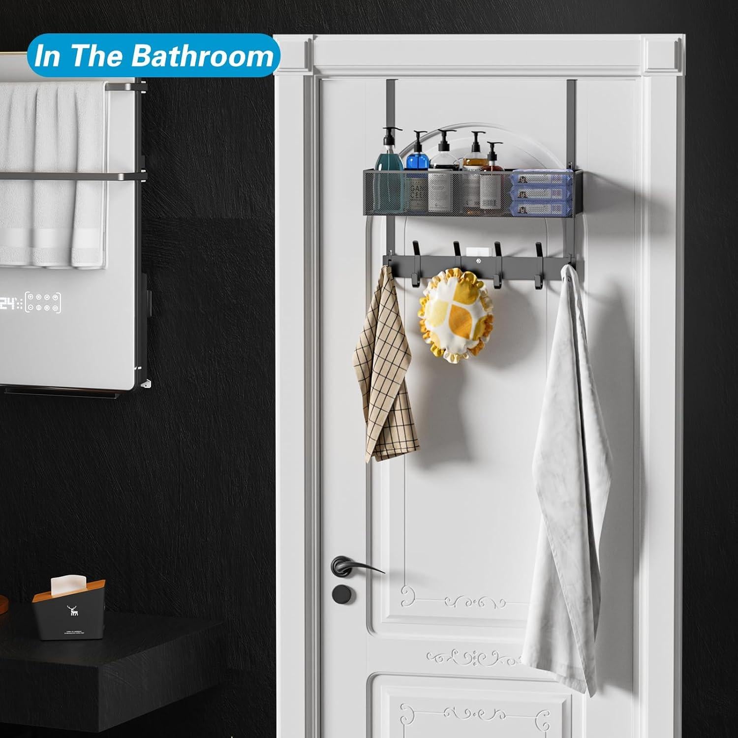 Organizador de Puerta Aimeaihe con 10 Ganchos y Canasta Negra