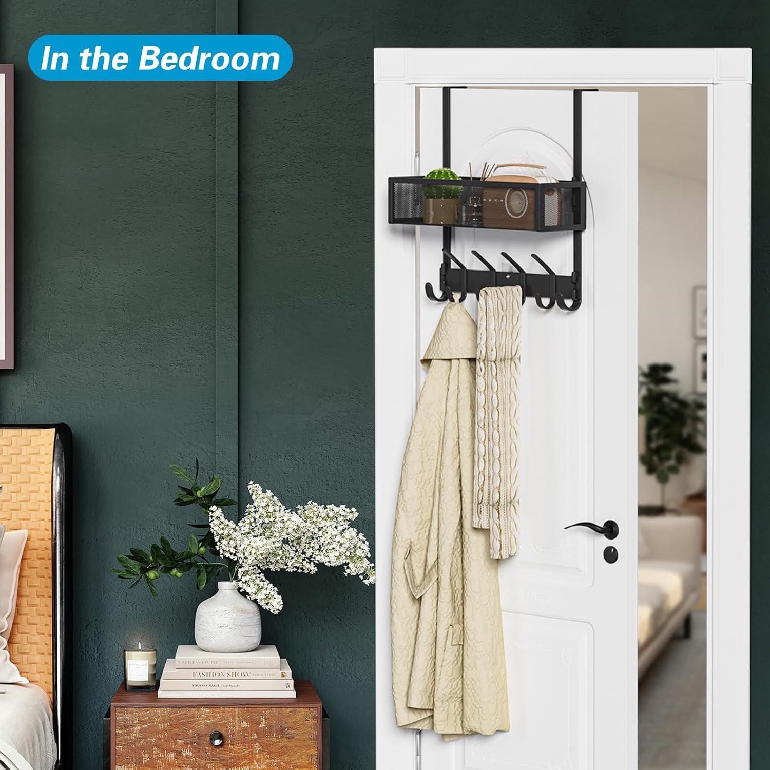 Organizador de Puerta Aimeaihe con 10 Ganchos y Canasta Negra