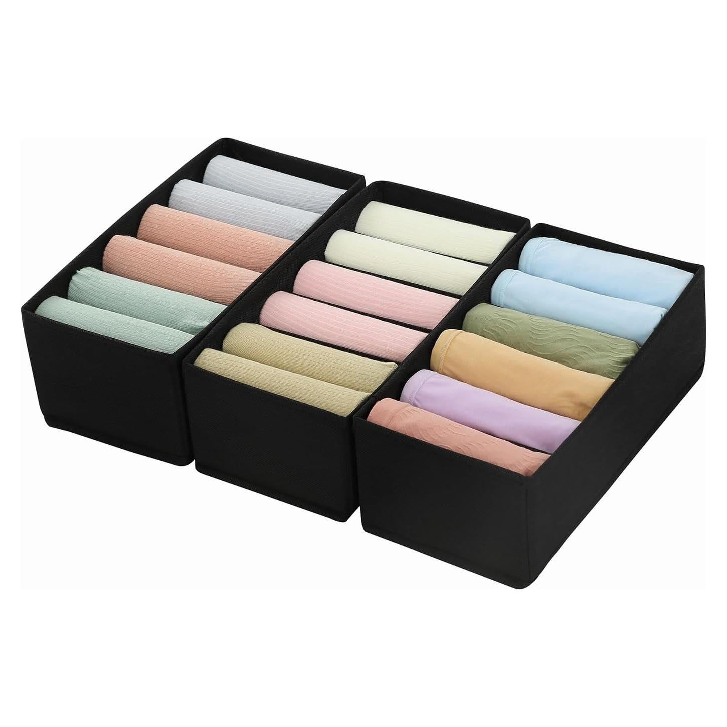Organizador de Cajón Qozary 3 Pack 6 Compartimentos Negro