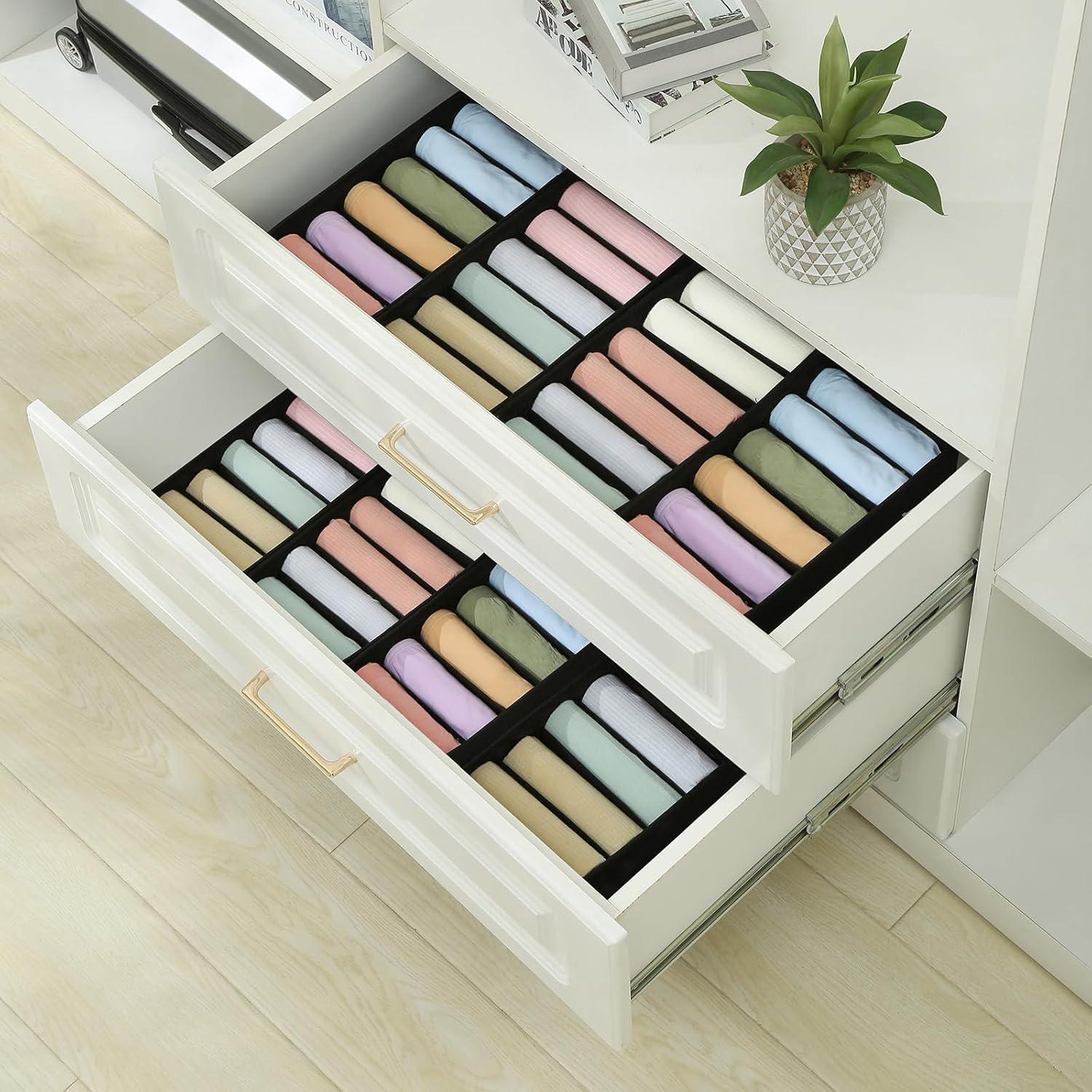 Organizador de Cajón Qozary 3 Pack 6 Compartimentos Negro