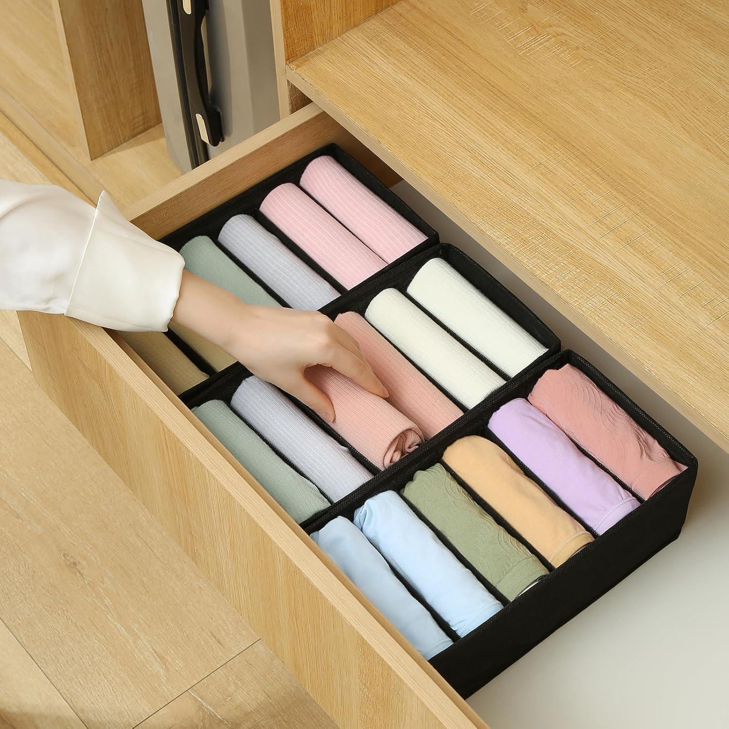 Organizador de Cajón Qozary 3 Pack 6 Compartimentos Negro