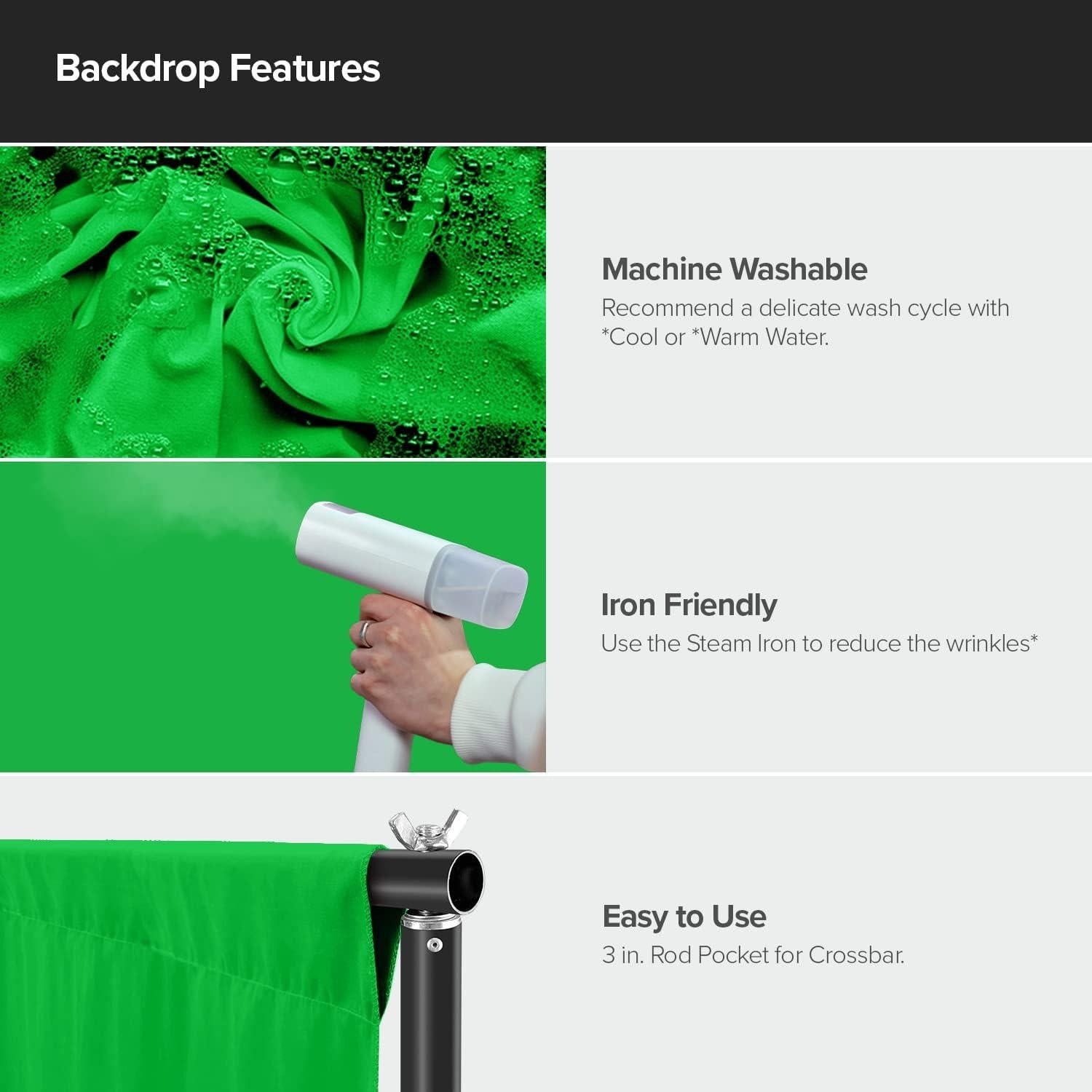 Pantalla de Fondo Verde LimoStudio 2.74x4.57m 150GSM con Abrazaderas