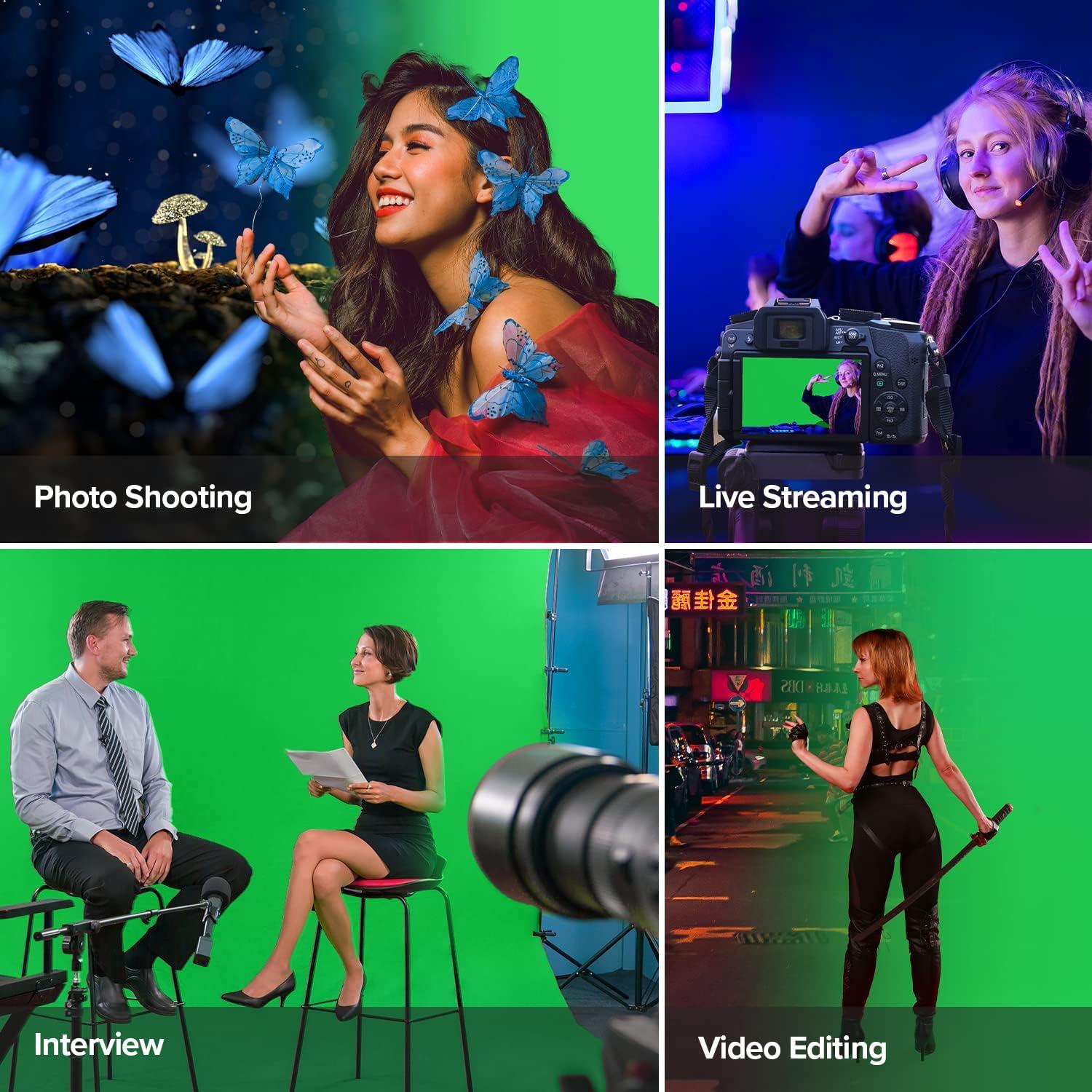 Pantalla de Fondo Verde LimoStudio 2.74x4.57m 150GSM con Abrazaderas