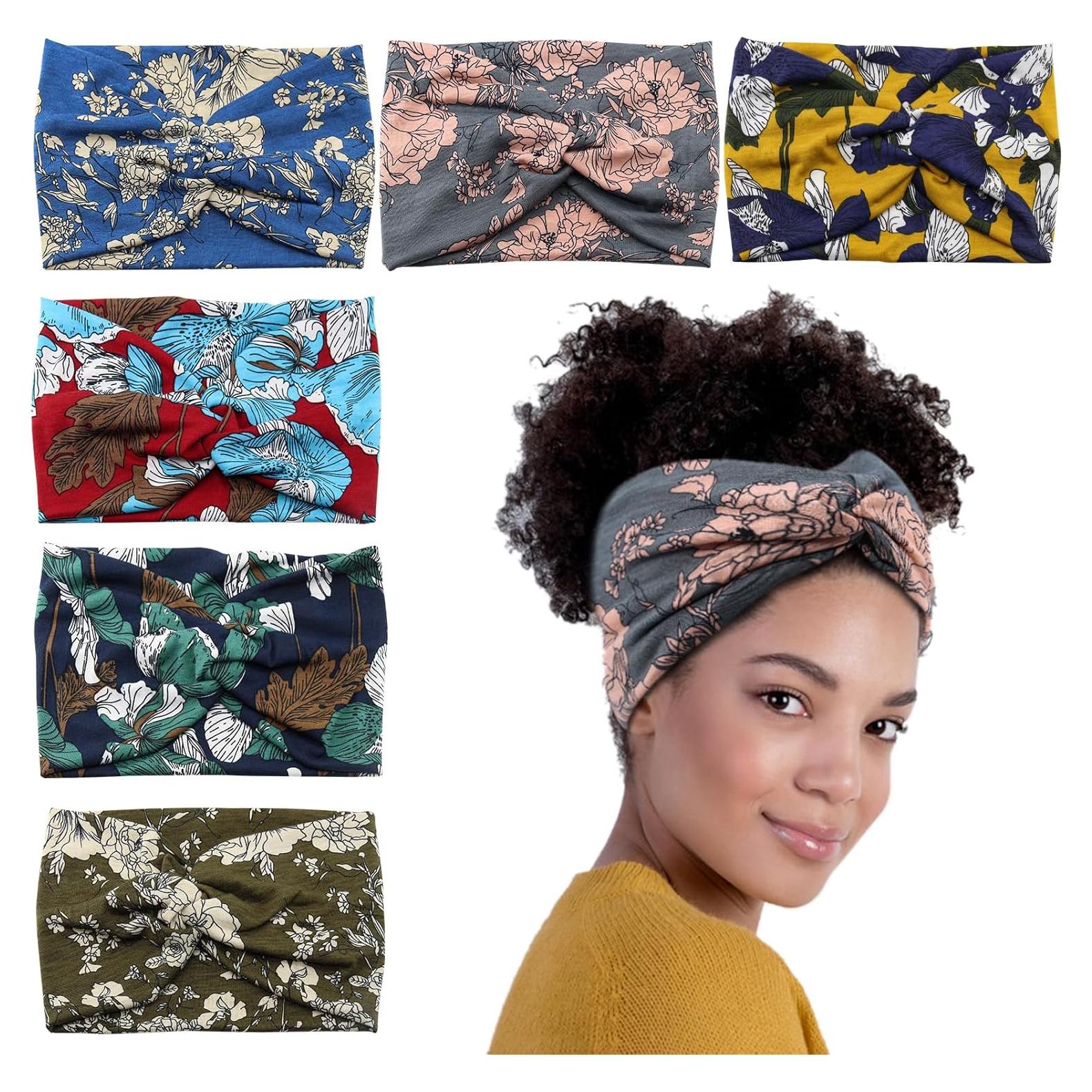 Diademas Anchas CR - Paquete de 6, Estilo Turbante Floral