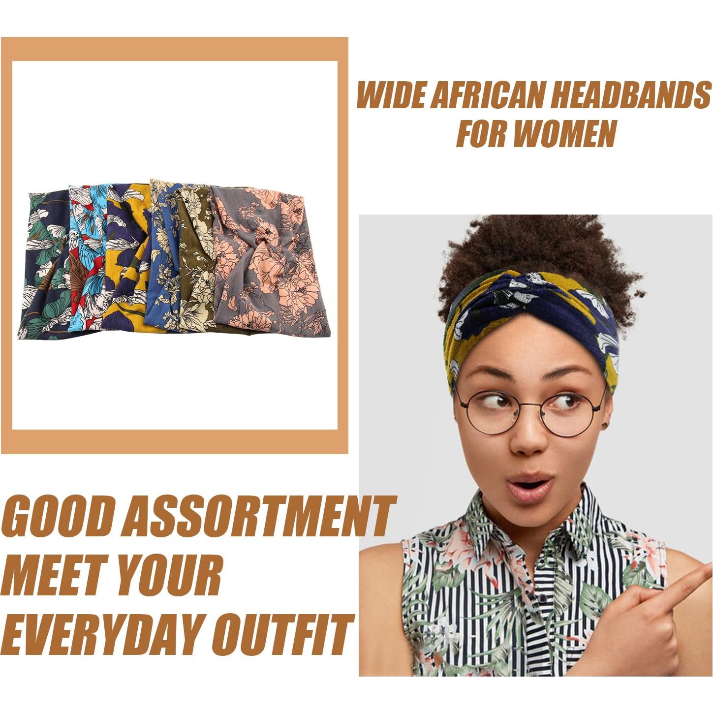 Diademas Anchas CR - Paquete de 6, Estilo Turbante Floral