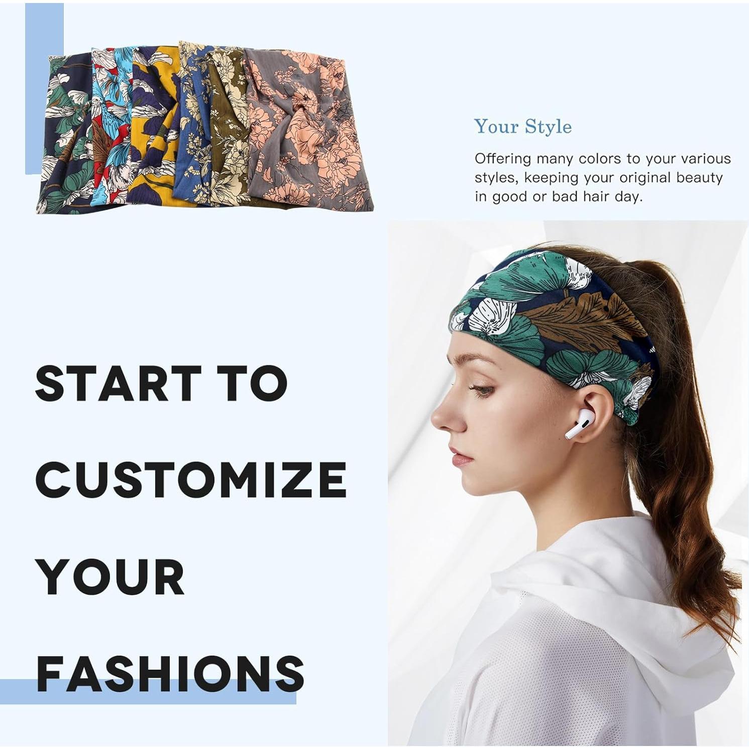 Diademas Anchas CR - Paquete de 6, Estilo Turbante Floral