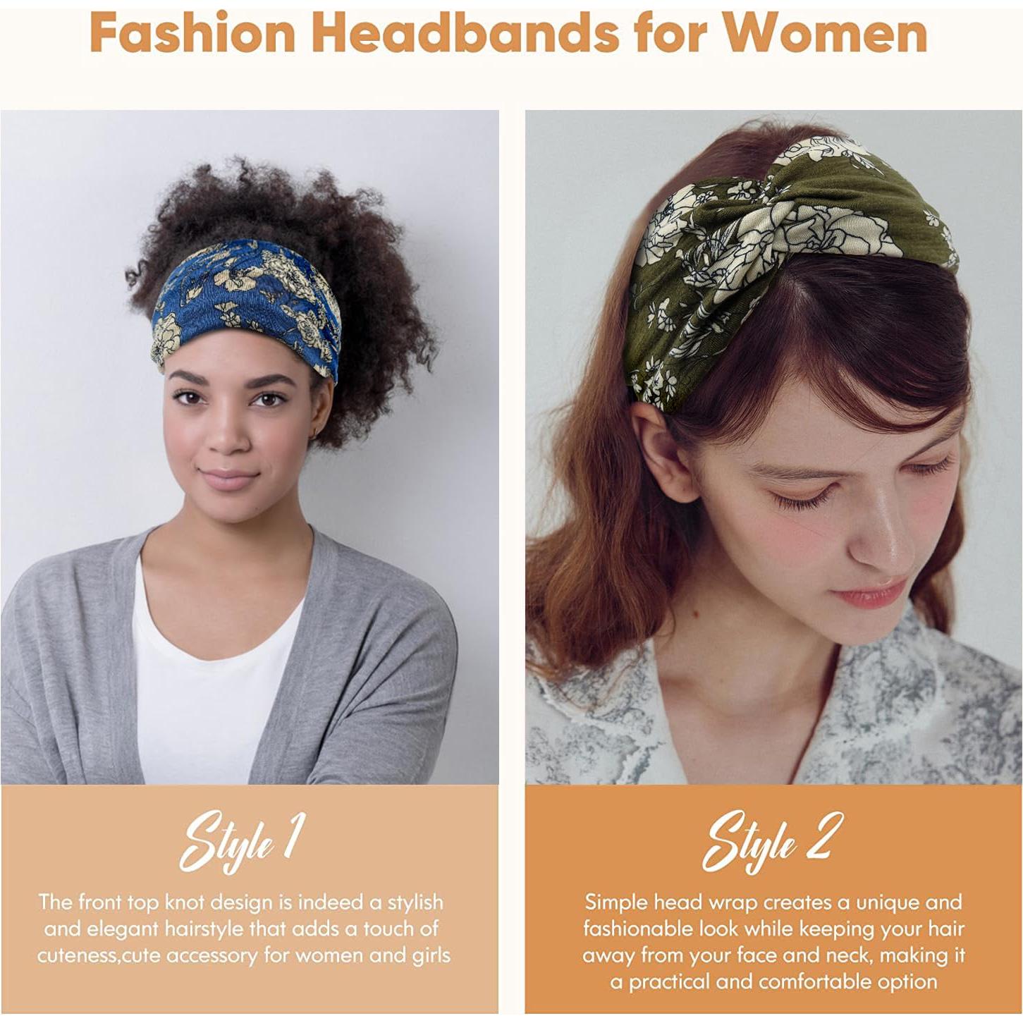 Diademas Anchas CR - Paquete de 6, Estilo Turbante Floral