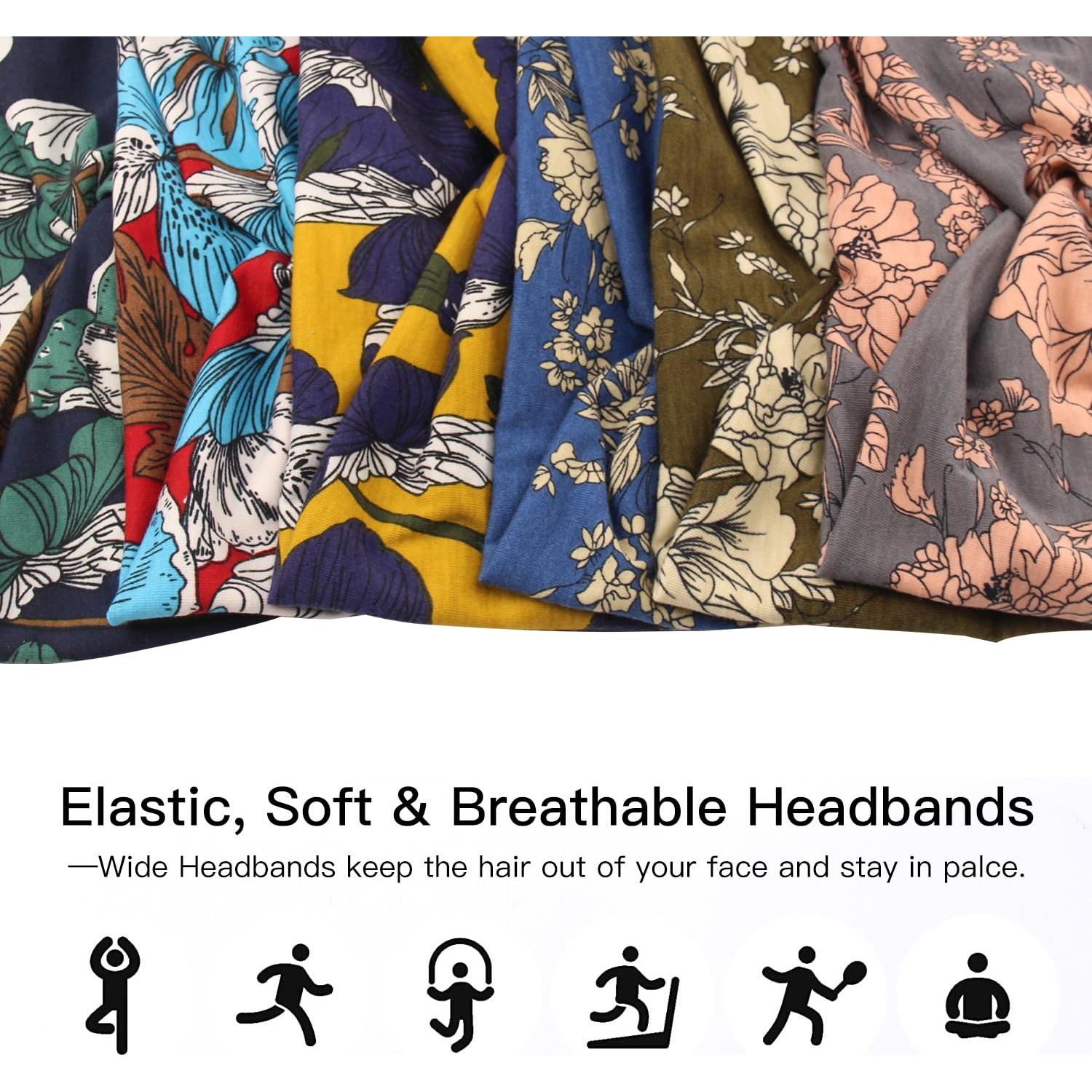 Diademas Anchas CR - Paquete de 6, Estilo Turbante Floral