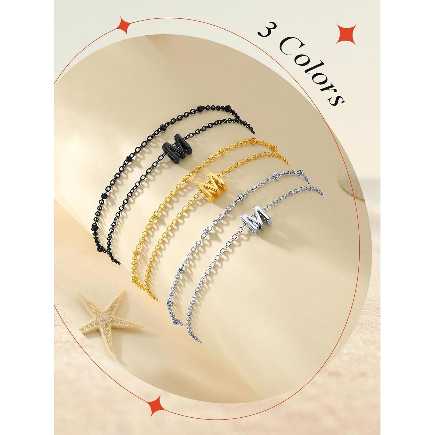 Pulsera de Tobillo Iniciales FaithHeart para Mujeres - Acero Inoxidable, Impermeable, Ajustable
