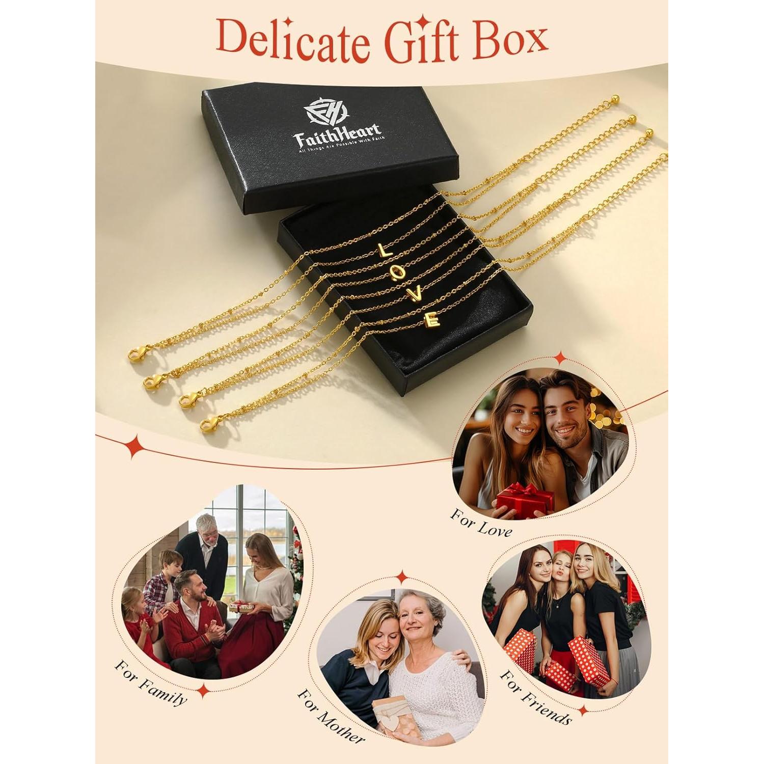 Pulsera de Tobillo Iniciales FaithHeart para Mujeres - Acero Inoxidable, Impermeable, Ajustable