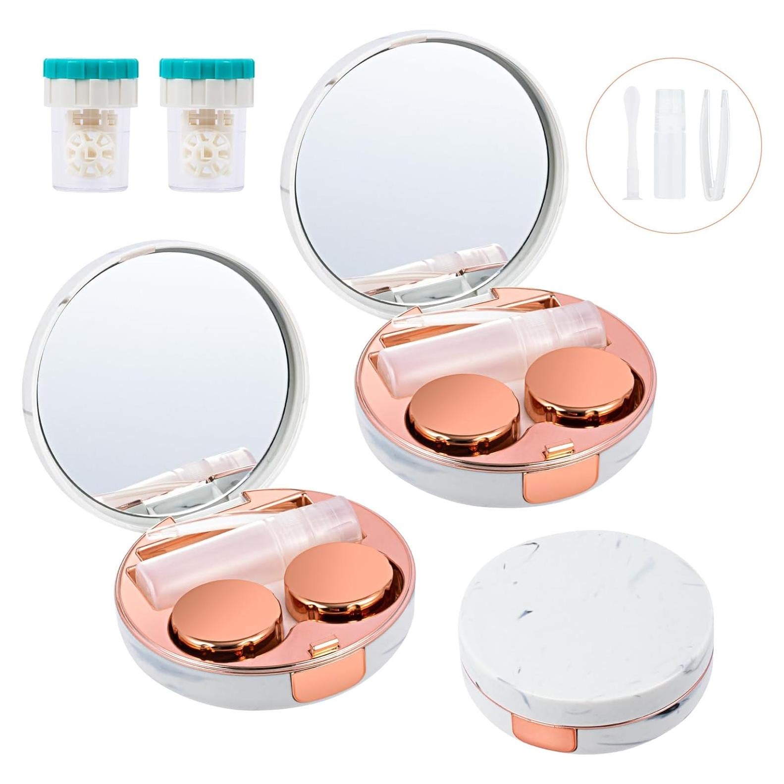 Estuche para Lentes de Contacto 2 Pack Oro Rosa 5 en 1