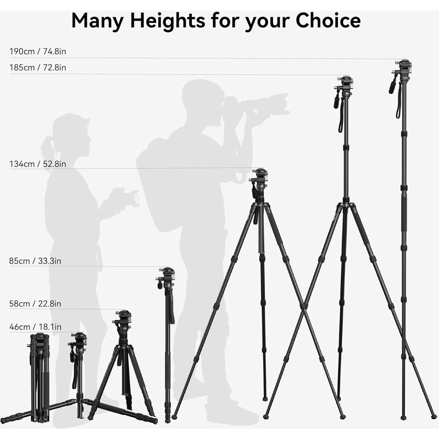 Trípode de Video SmallRig CT195 73" con Cabezal Fluido