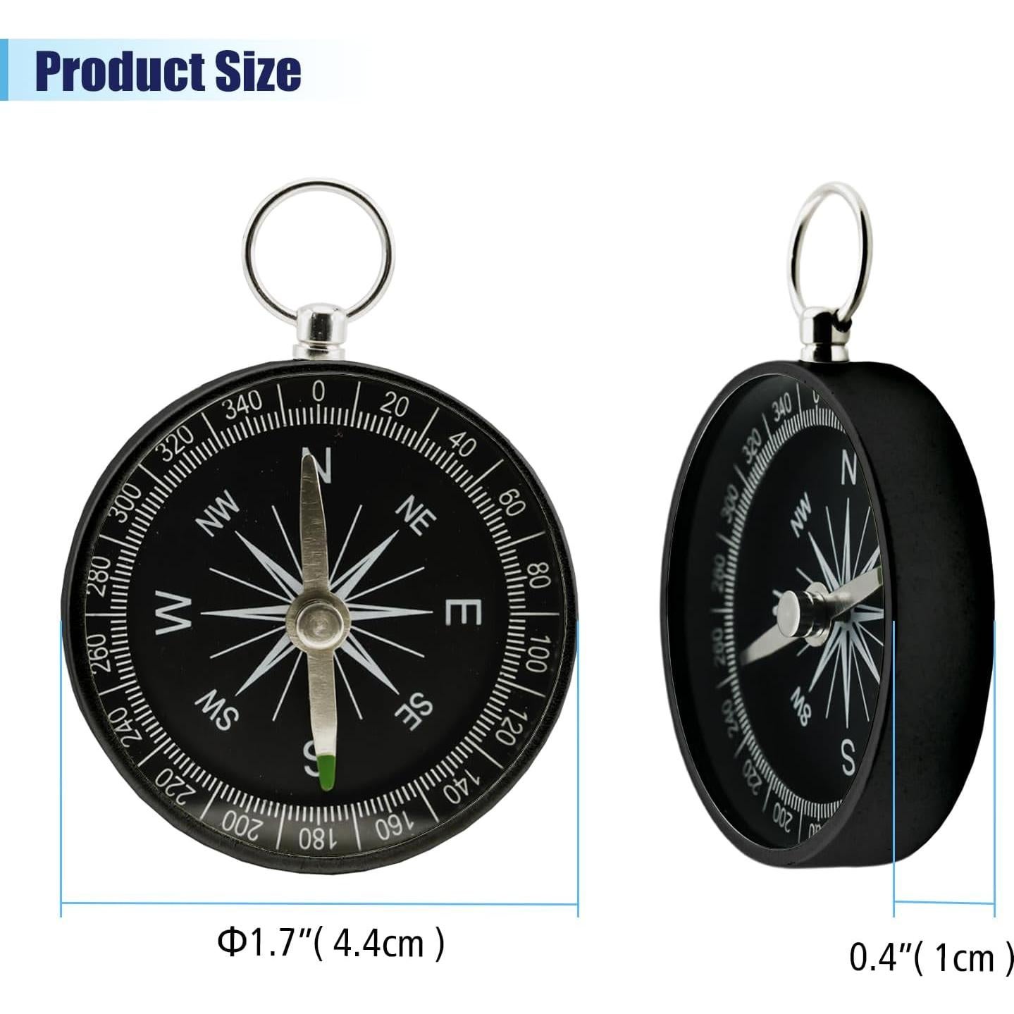 Brújula de bolsillo Rovella mini 2 piezas aluminio negra