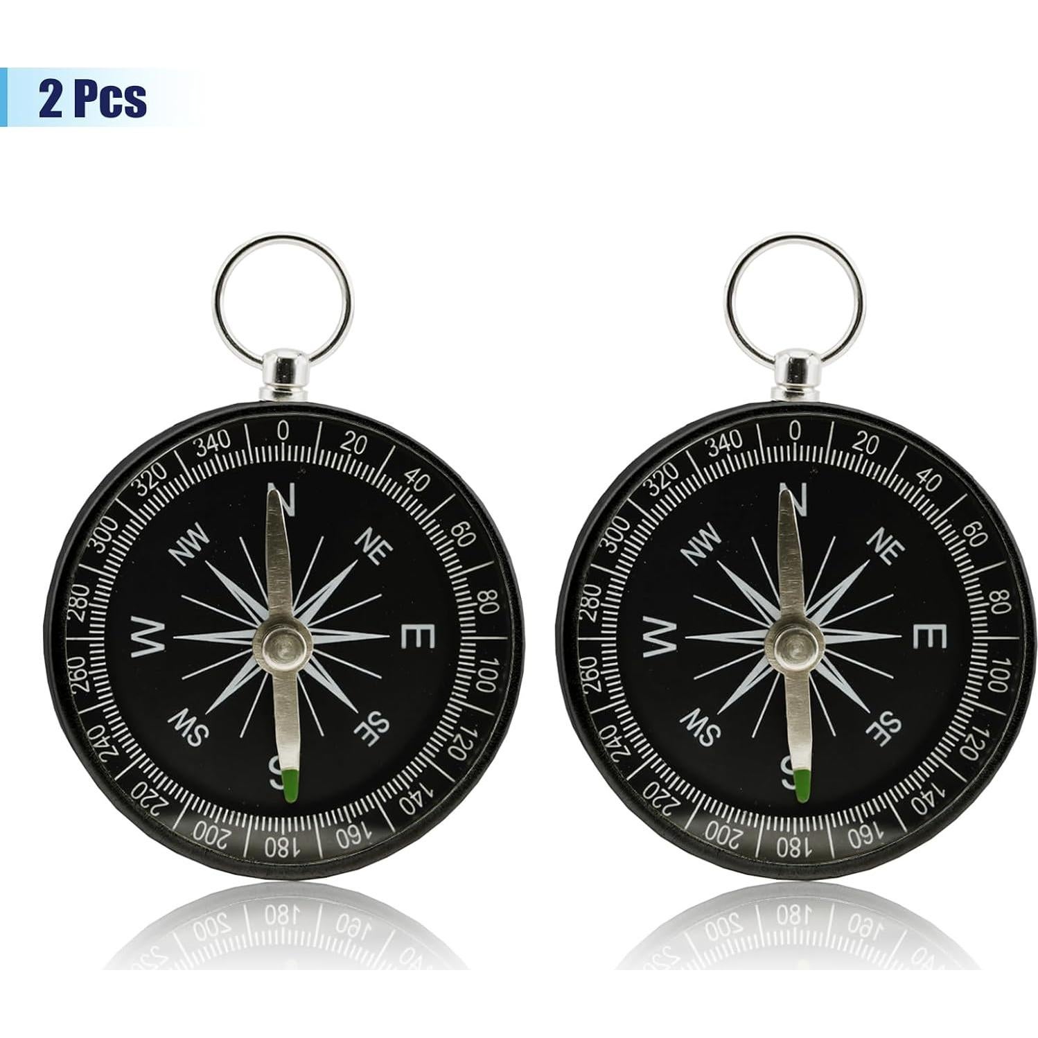 Brújula de bolsillo Rovella mini 2 piezas aluminio negra