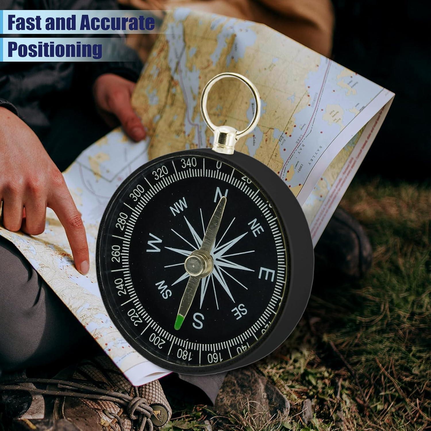 Brújula de bolsillo Rovella mini 2 piezas aluminio negra