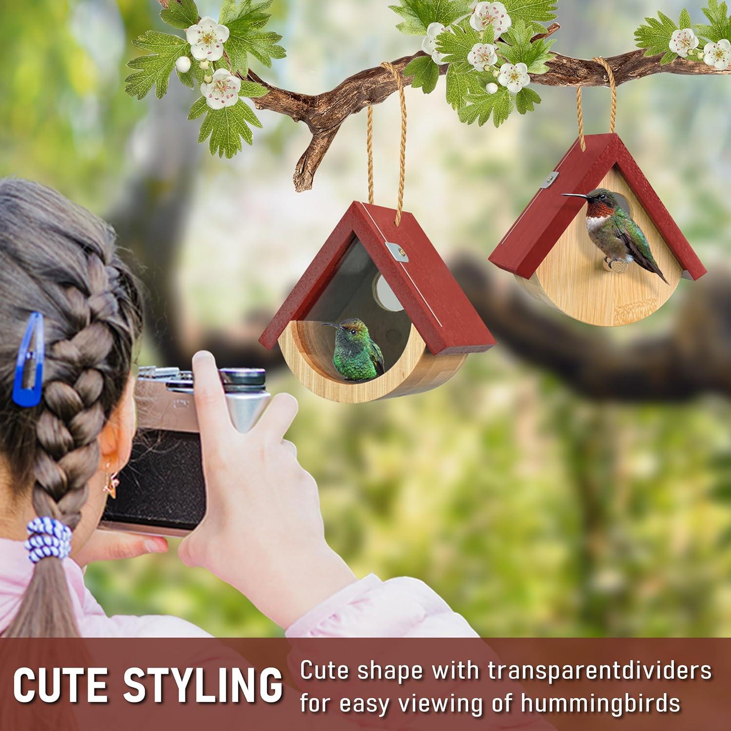 Paquete de 2 casas para colibrí DFANG de madera 20.8 cm