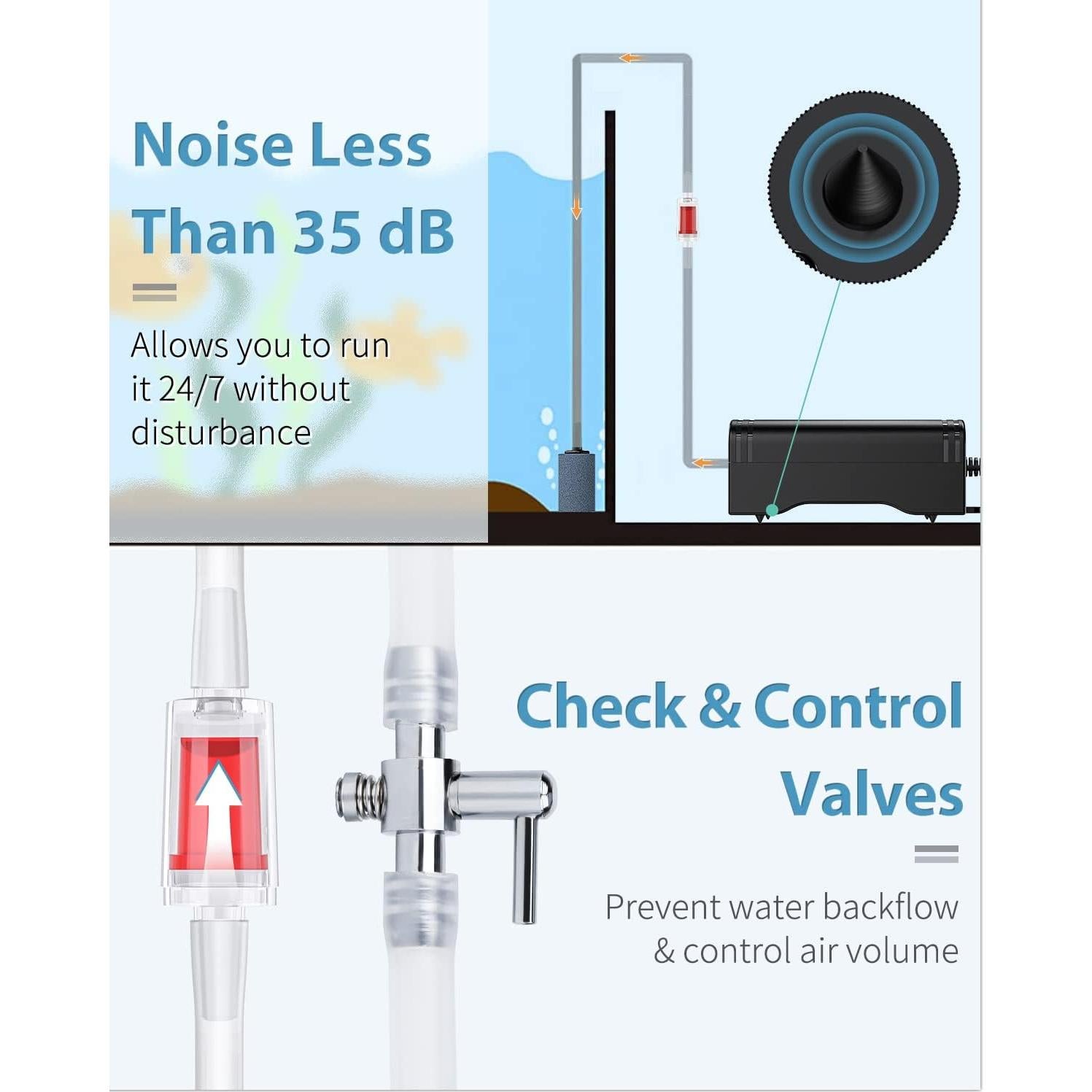 Bomba de Aire Pawfly para Acuarios 3-20 Galones 15 GPH