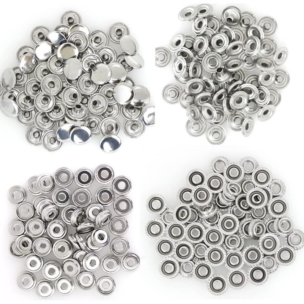 60 Botones a Presión de Acero Inoxidable BetterJonny 15mm