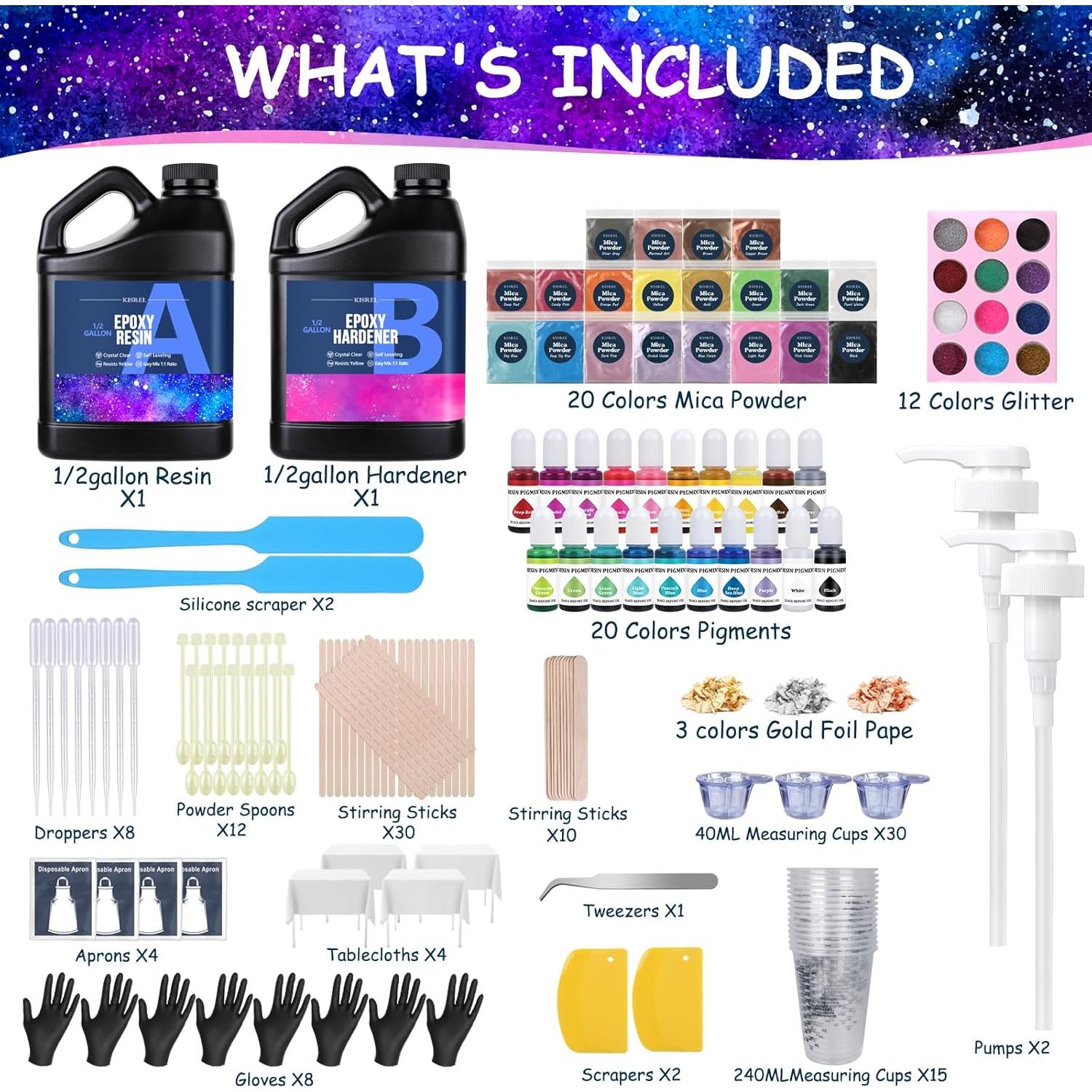 KISREL Resina Epóxica 1 Galón - Kit Completo para Manualidades