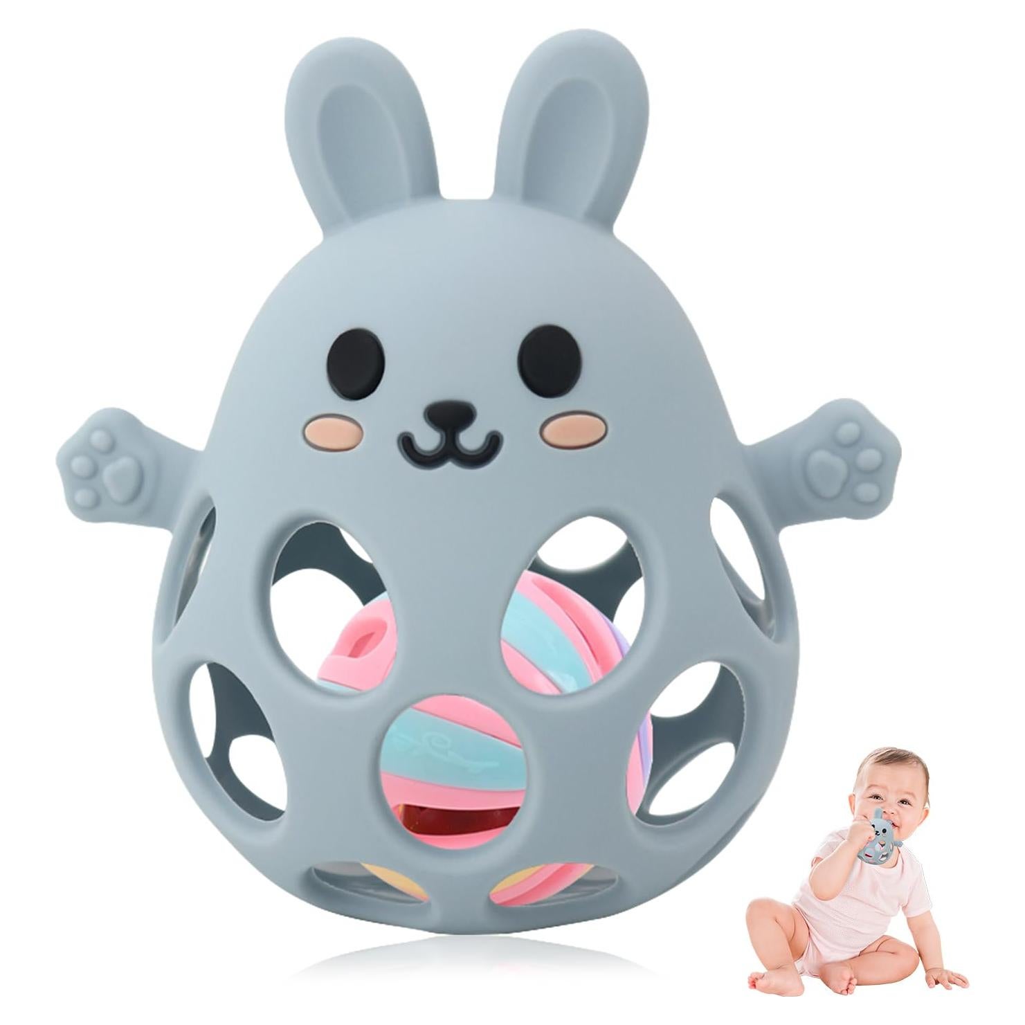 Mordedor de Silicona para Bebés Sichy Conejo Azul 3-6 Meses