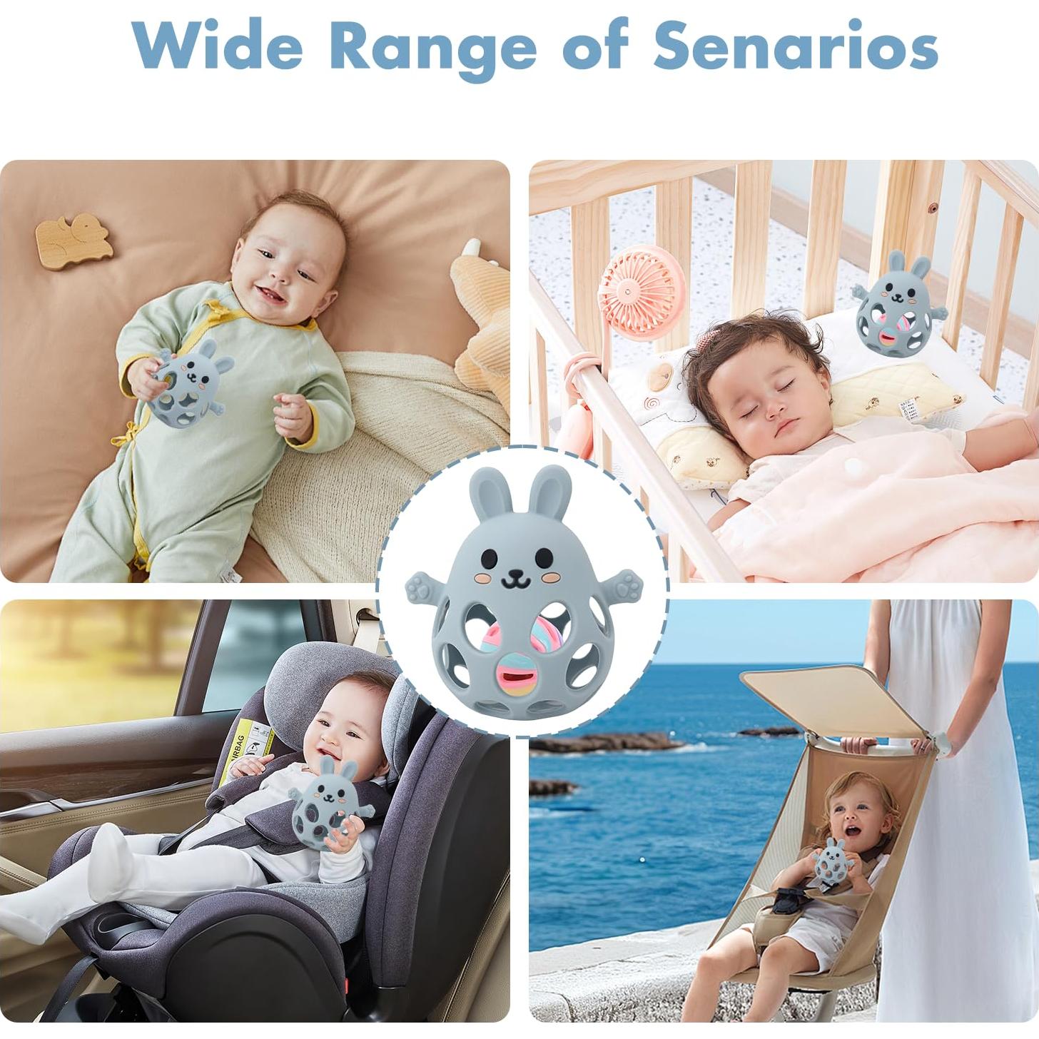 Mordedor de Silicona para Bebés Sichy Conejo Azul 3-6 Meses