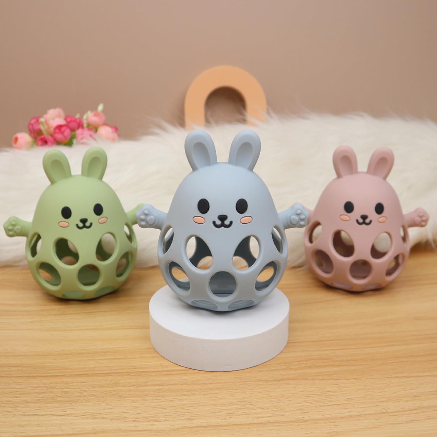 Mordedor de Silicona para Bebés Sichy Conejo Azul 3-6 Meses