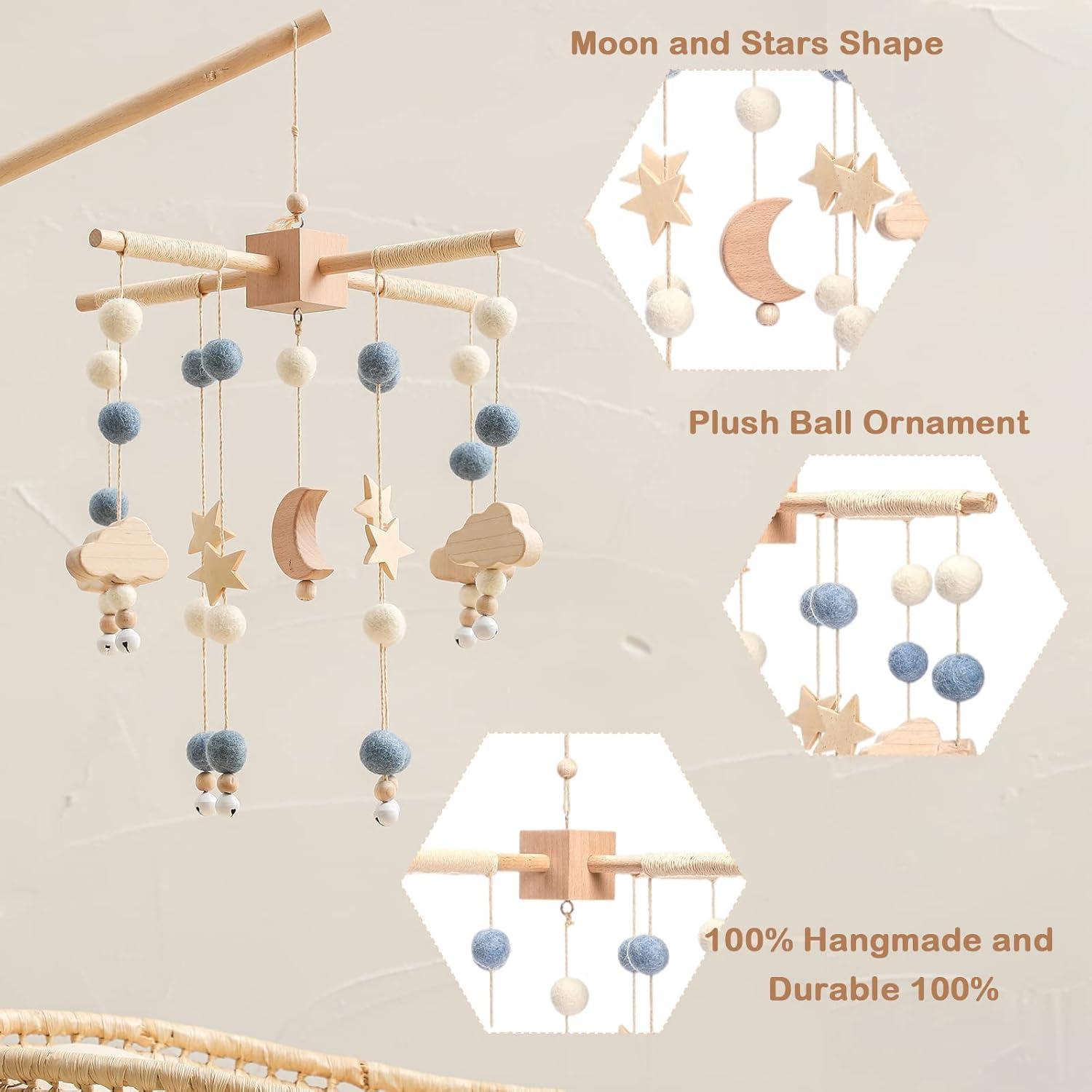 Móvil de Cuna JETM.HH Azul Decoración Boho para Bebé