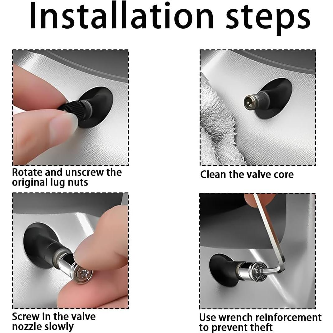 Tapa de Válvula de Neumático AICEL Antirrobo 4 Piezas Negro