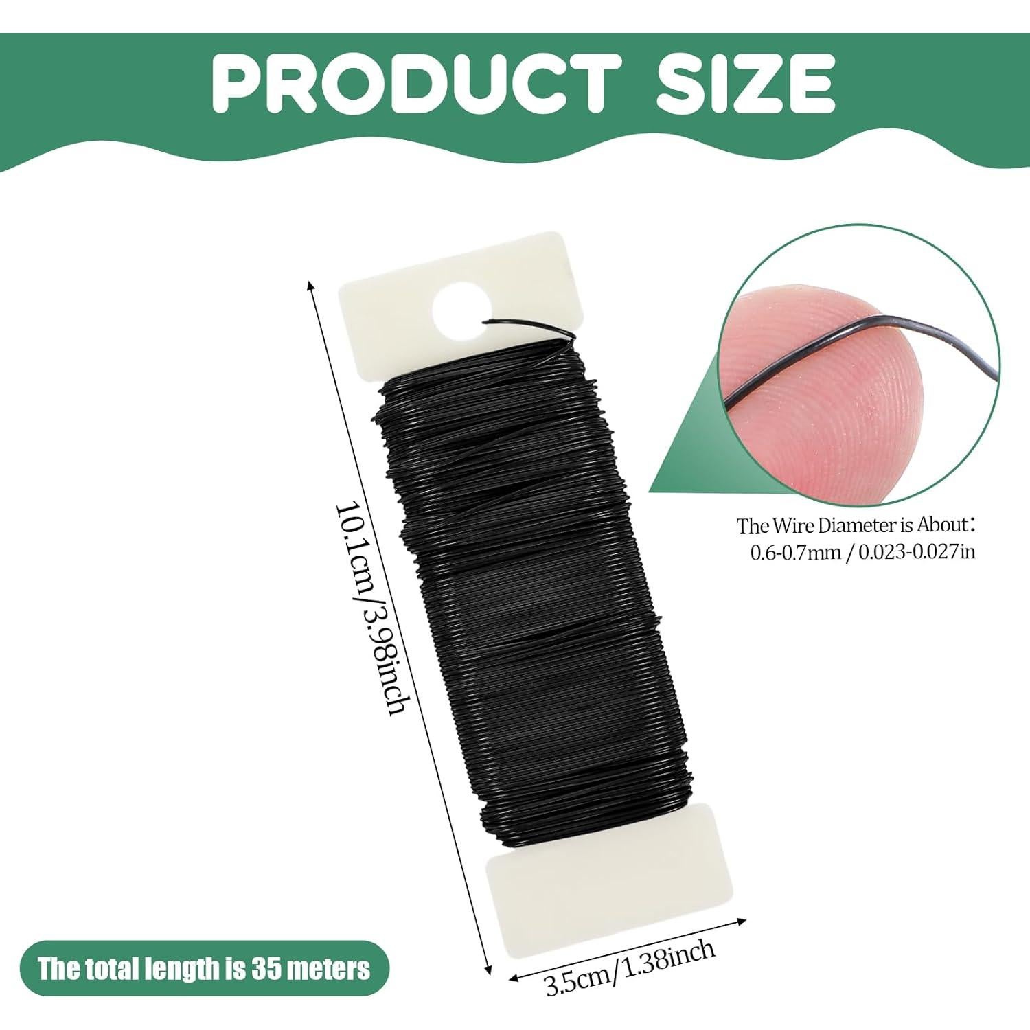 Alambre Floral Negro 22 Calibre Aiyorse 35 Metros para Manualidades