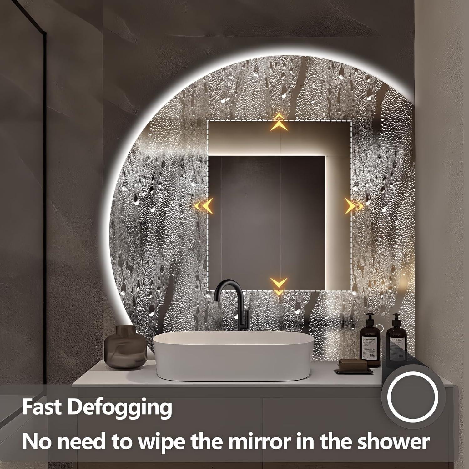 Espejo LED Niccy Semi Redondo 71.12 cm a Prueba de Agua