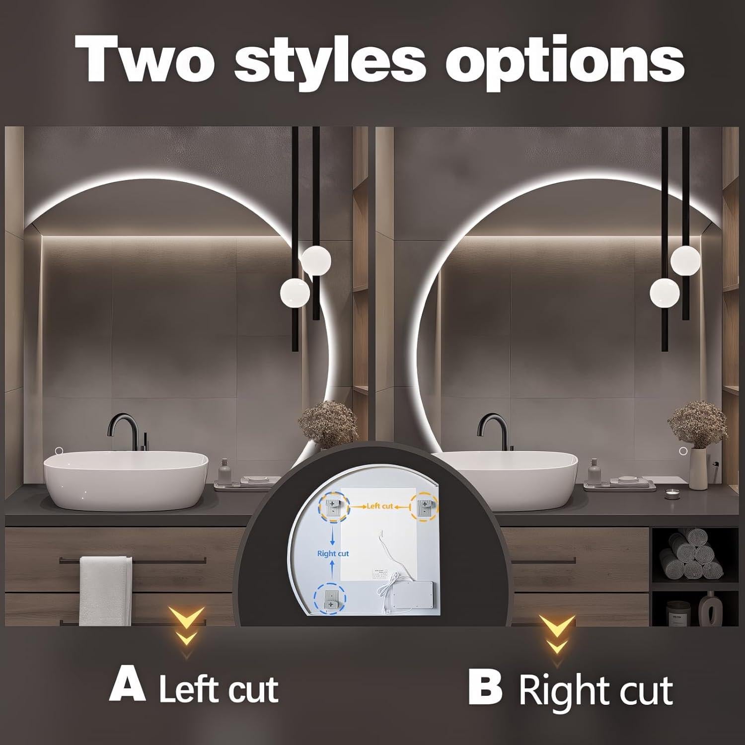 Espejo LED Niccy Semi Redondo 71.12 cm a Prueba de Agua