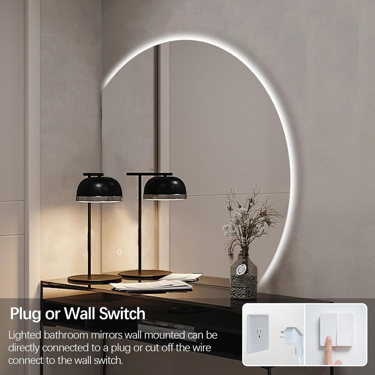 Espejo LED Niccy Semi Redondo 71.12 cm a Prueba de Agua