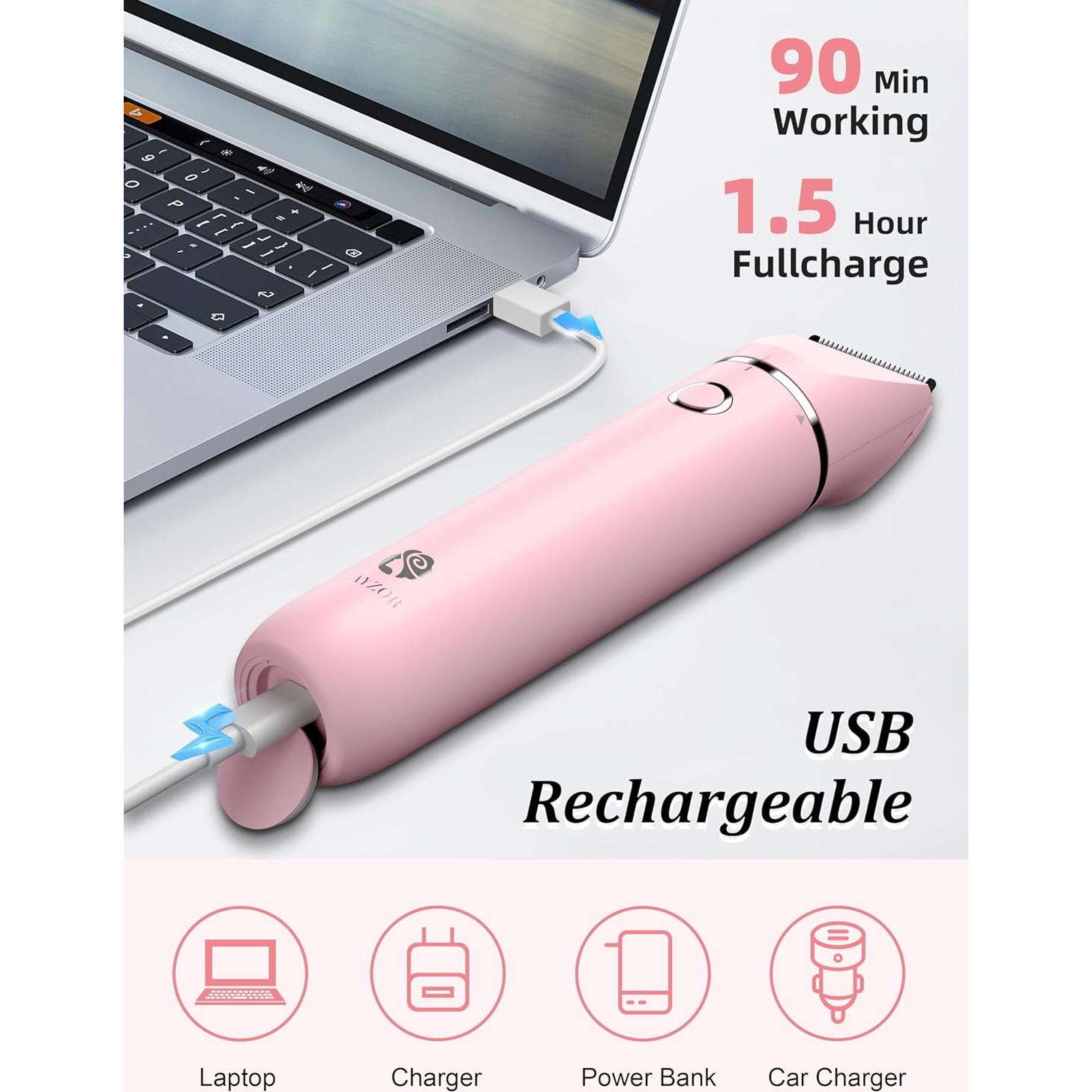 Recortadora y Afeitadora de Bikini Cayzor EC20 Rosa 2 en 1