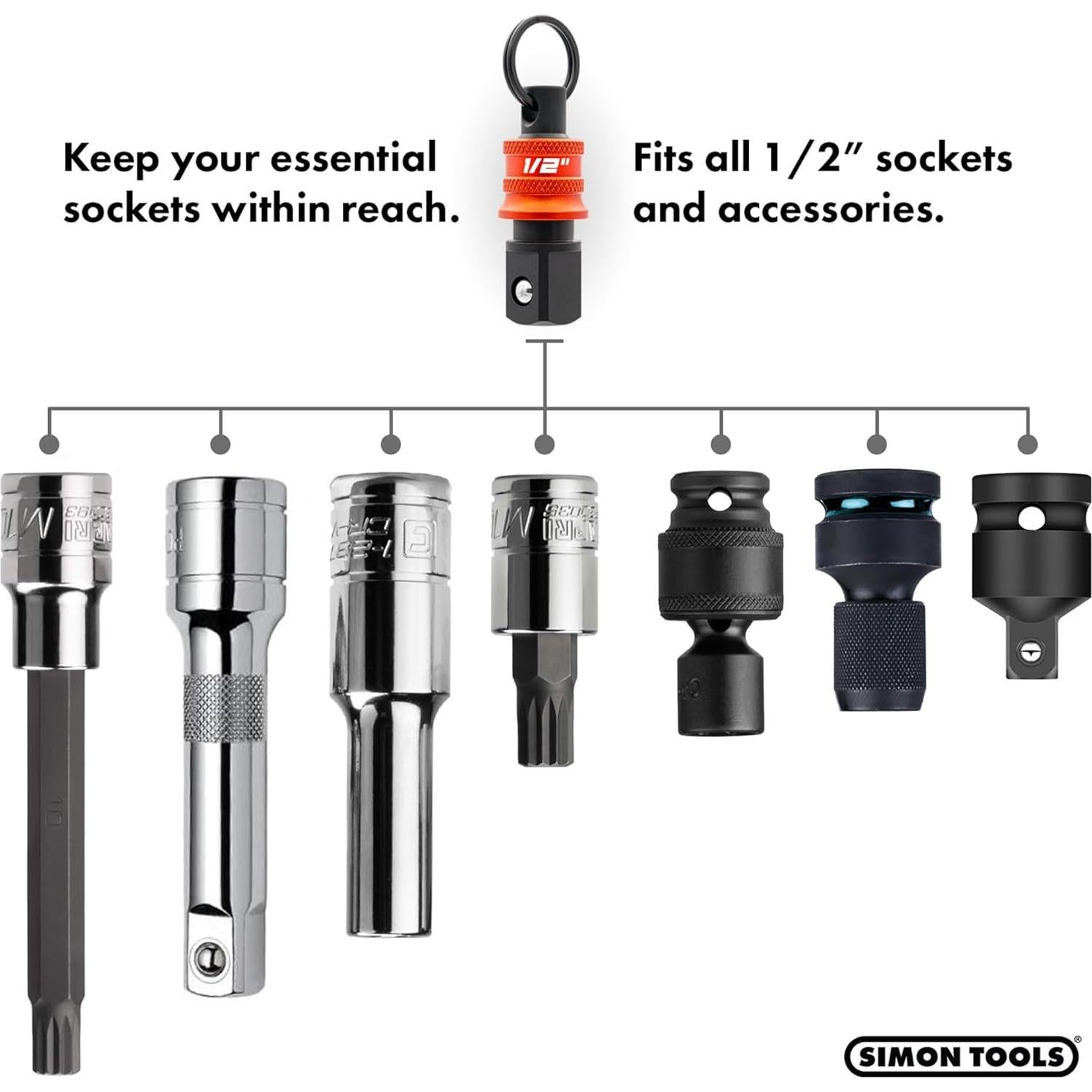 Soporte de Llave de Socket 1/2 Simon Tools - Organizador 3pc