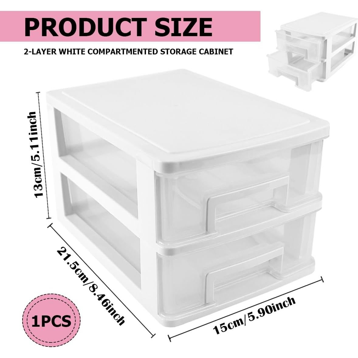 Organizador de Escritorio LNQ LUNIQI 2 Cajones Blanco 21.5x15x13cm