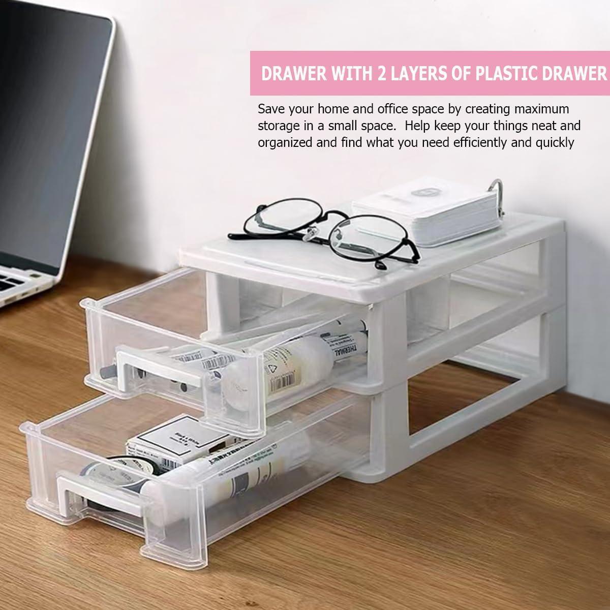 Organizador de Escritorio LNQ LUNIQI 2 Cajones Blanco 21.5x15x13cm