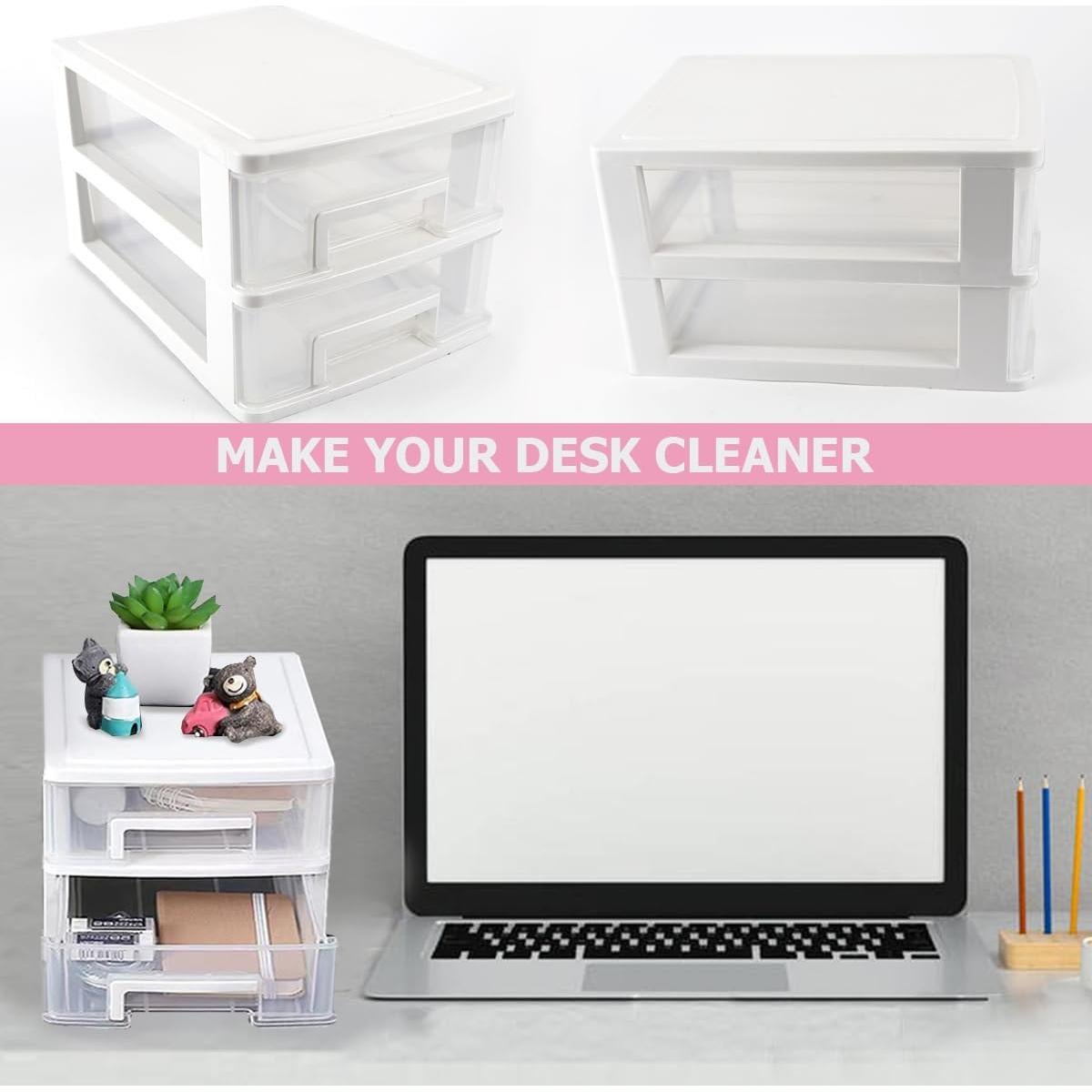 Organizador de Escritorio LNQ LUNIQI 2 Cajones Blanco 21.5x15x13cm