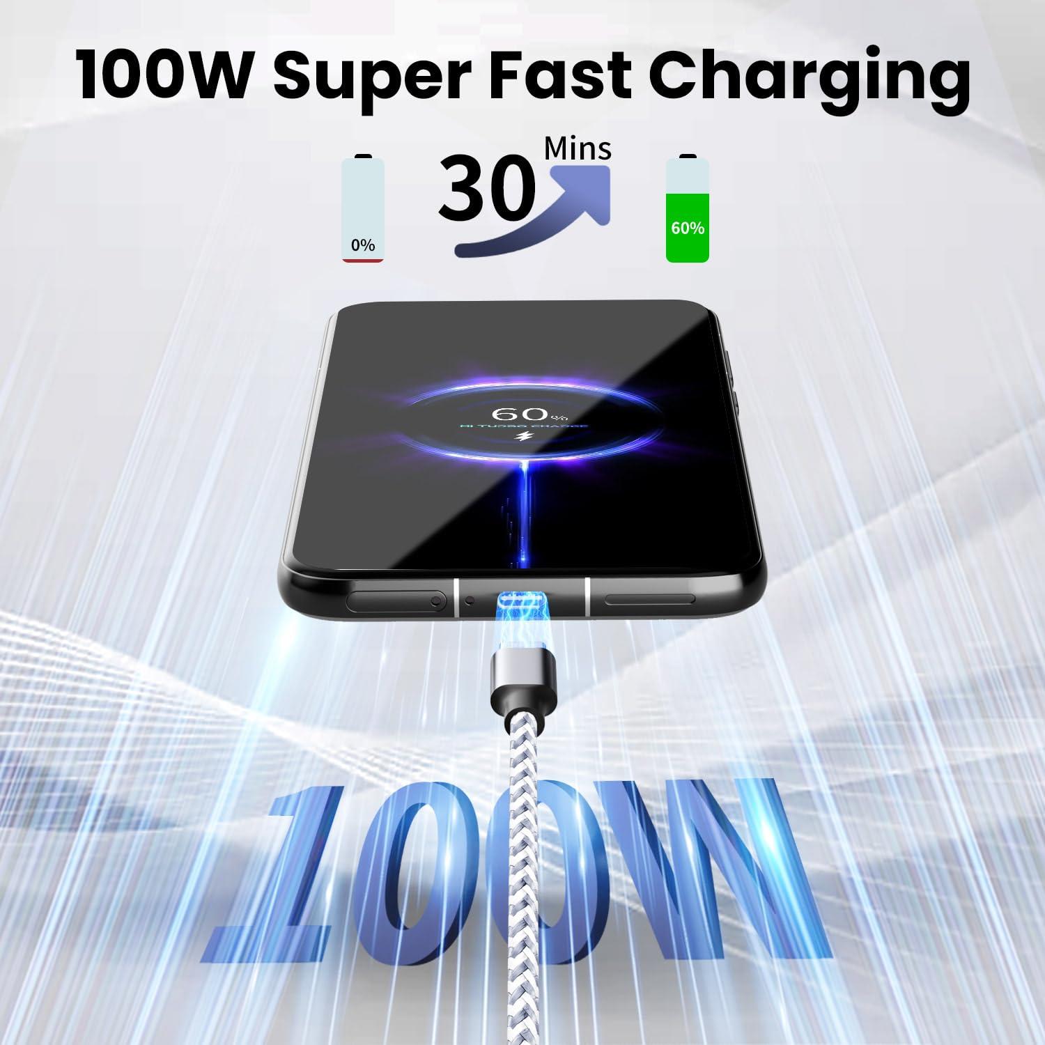 Cable de carga 3 en 1 USB C Firsting 100W 1.52m