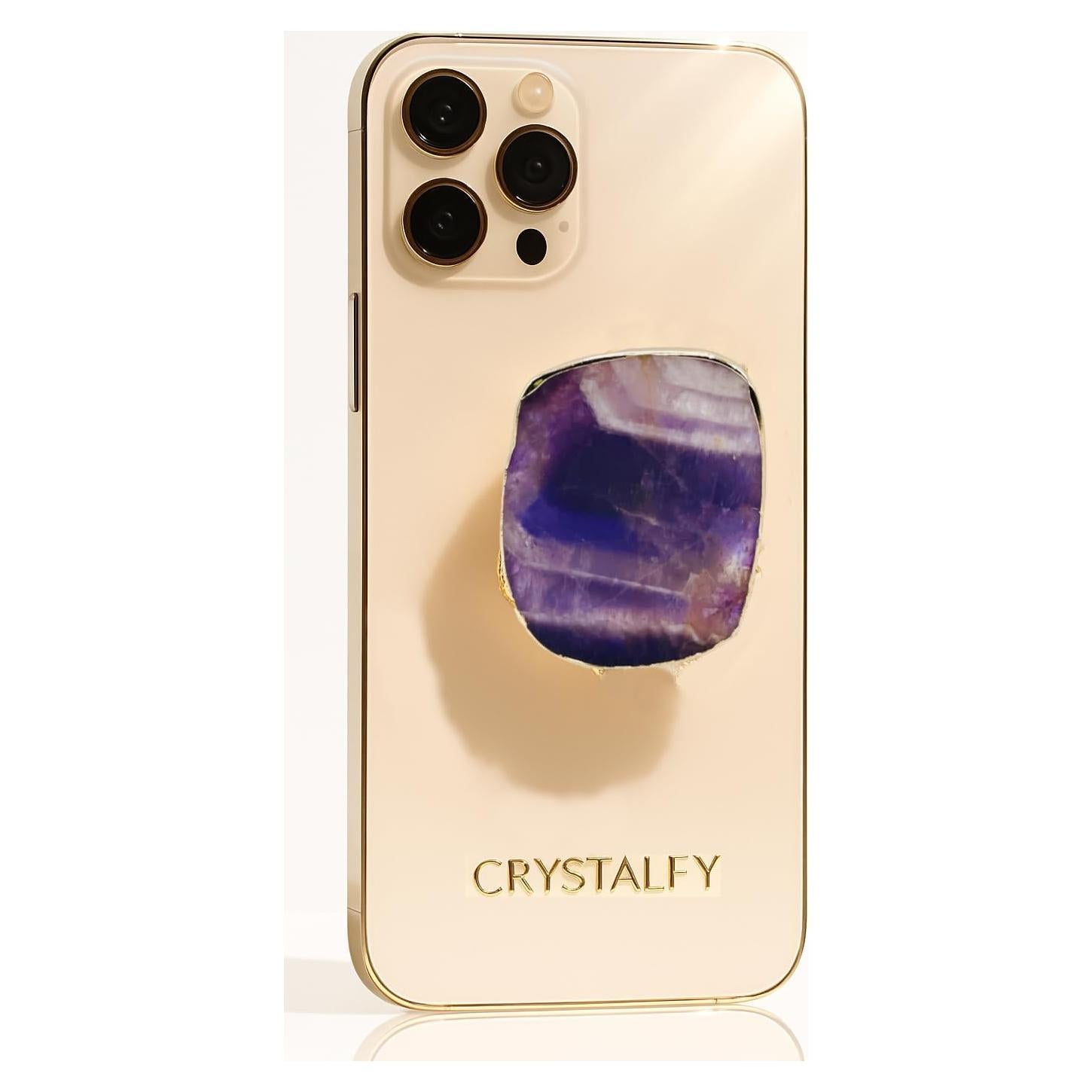 Agarradera de Teléfono CRYSTALFY Amatista Chevron Dorado
