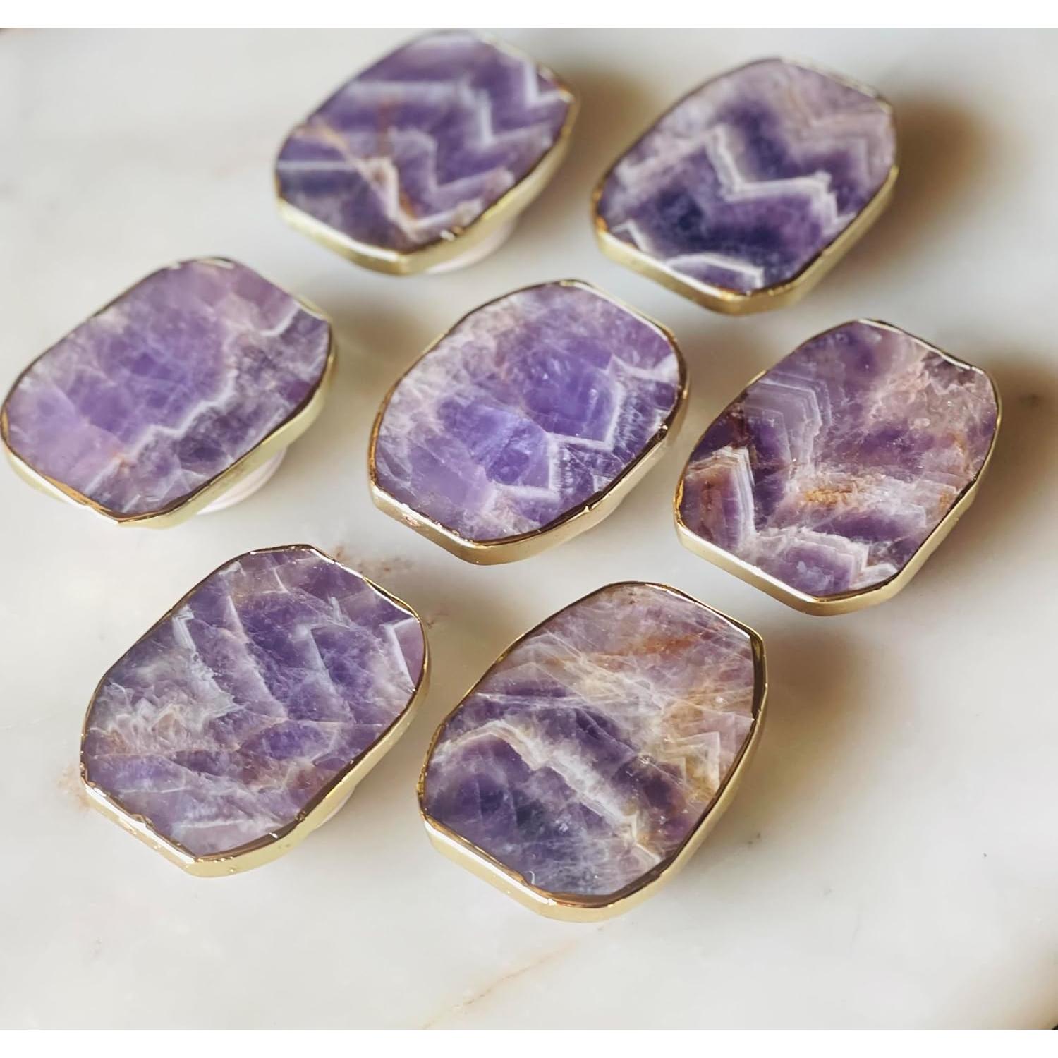 Agarradera de Teléfono CRYSTALFY Amatista Chevron Dorado