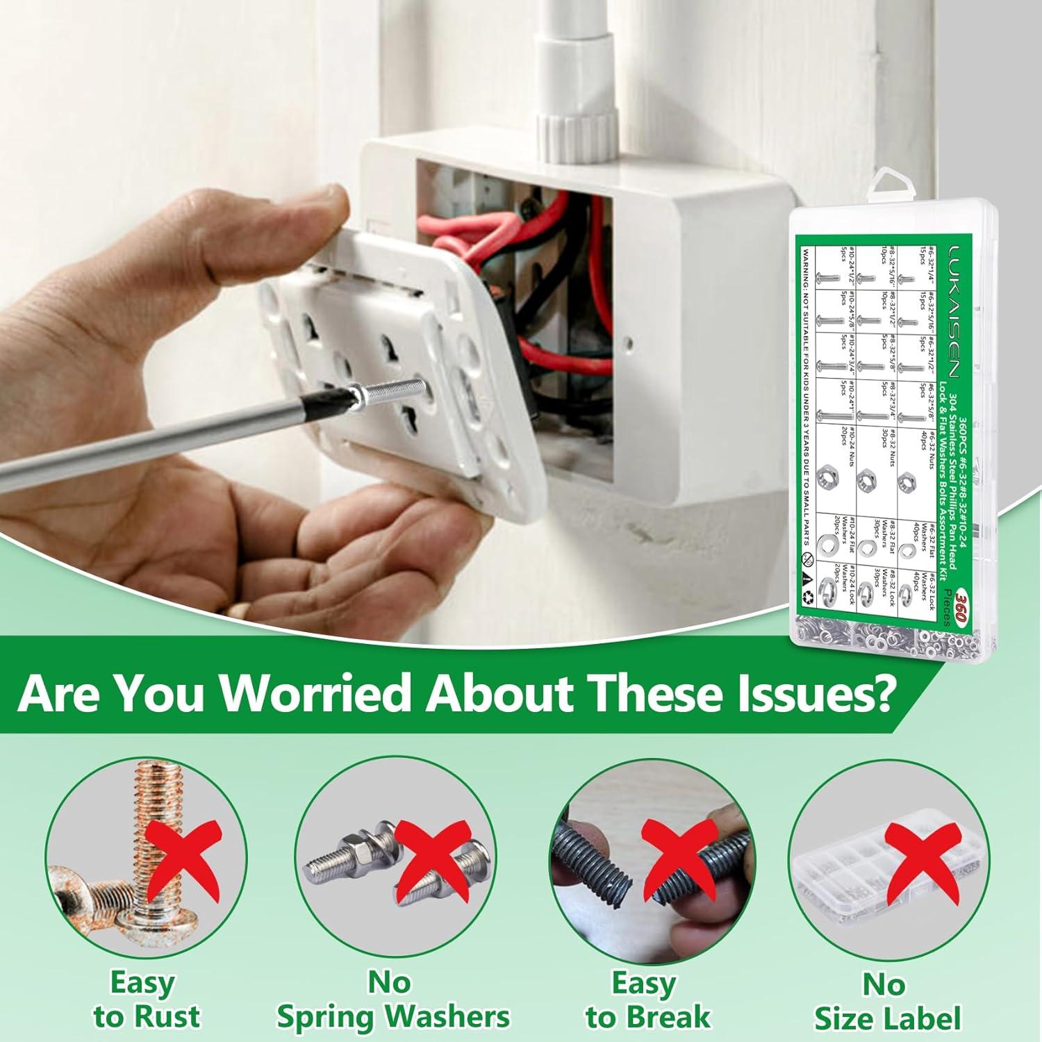 Kit de Tornillos de Máquina LuKaiSen 360PCS Acero Inoxidable