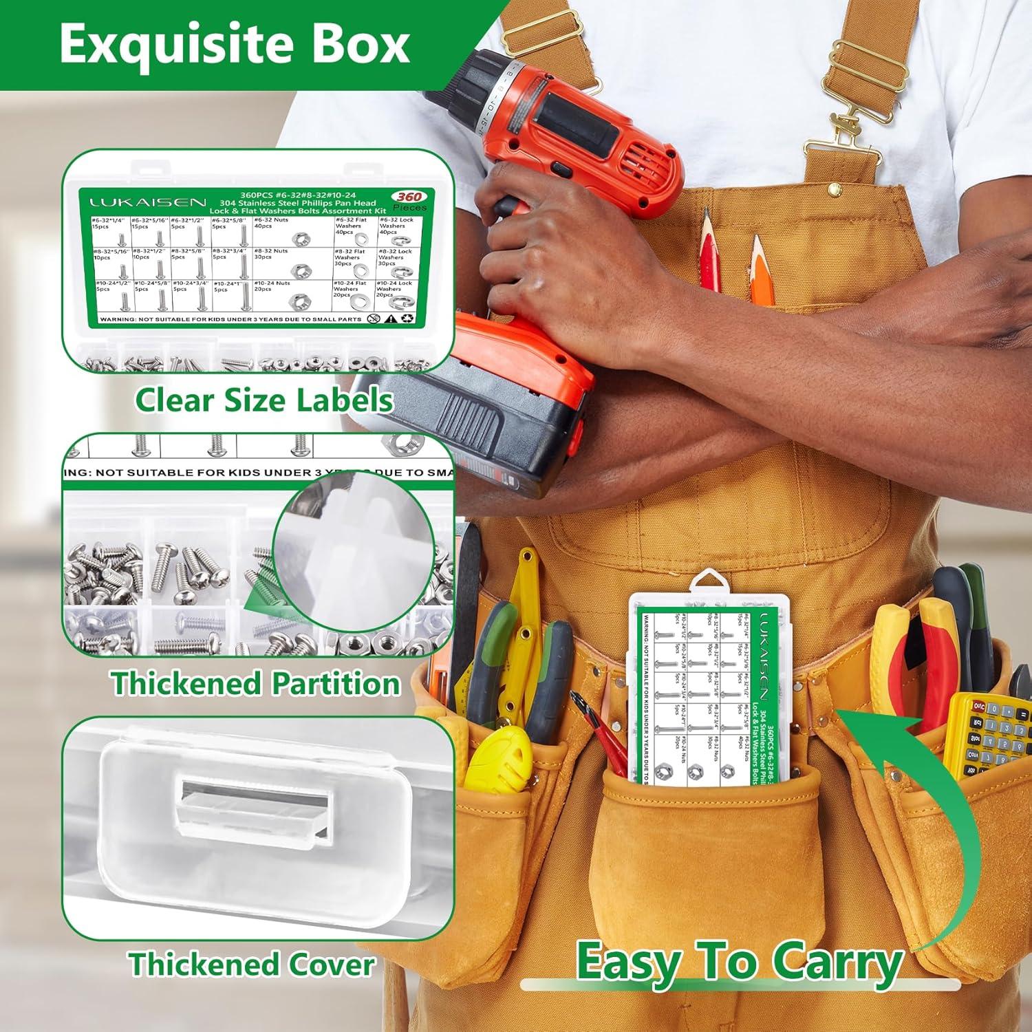 Kit de Tornillos de Máquina LuKaiSen 360PCS Acero Inoxidable