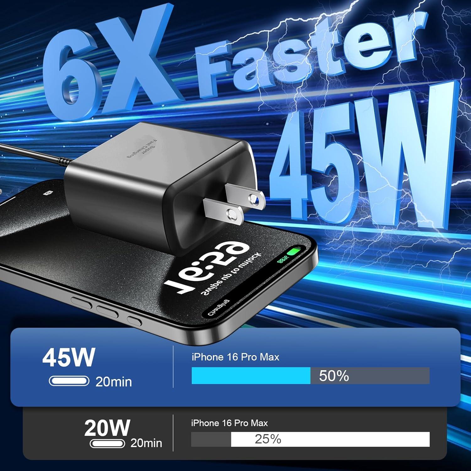 Cargador Rápido USB-C 45W Shenzhen para Phone 16 Pro Max