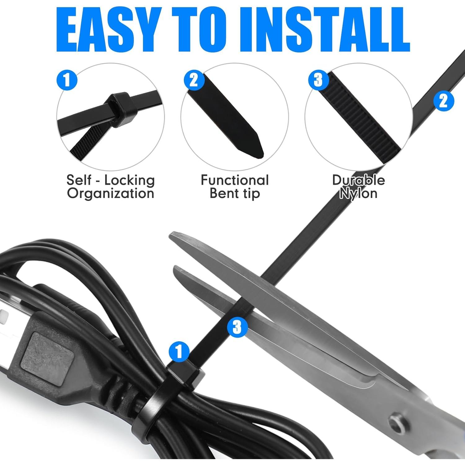 3000 Bridas de Cable Nylon Geosar 10.16-30.48 cm Negras