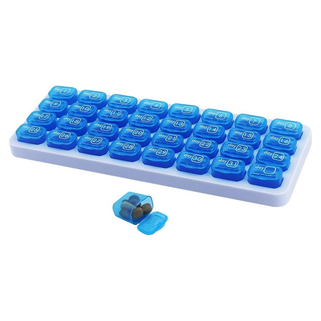 Organizador de Pastillas Mensual UHZBTEC 31 Días Azul