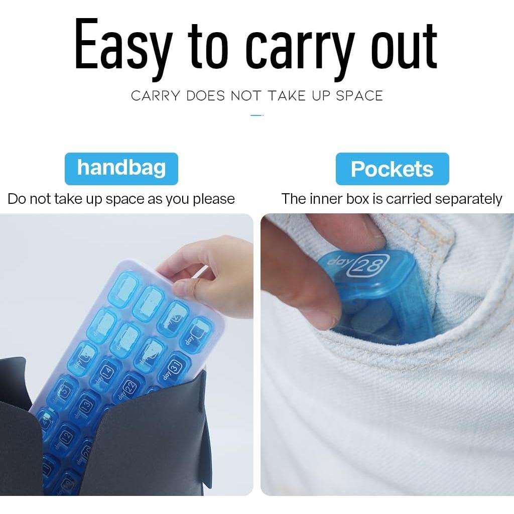 Organizador de Pastillas Mensual UHZBTEC 31 Días Azul