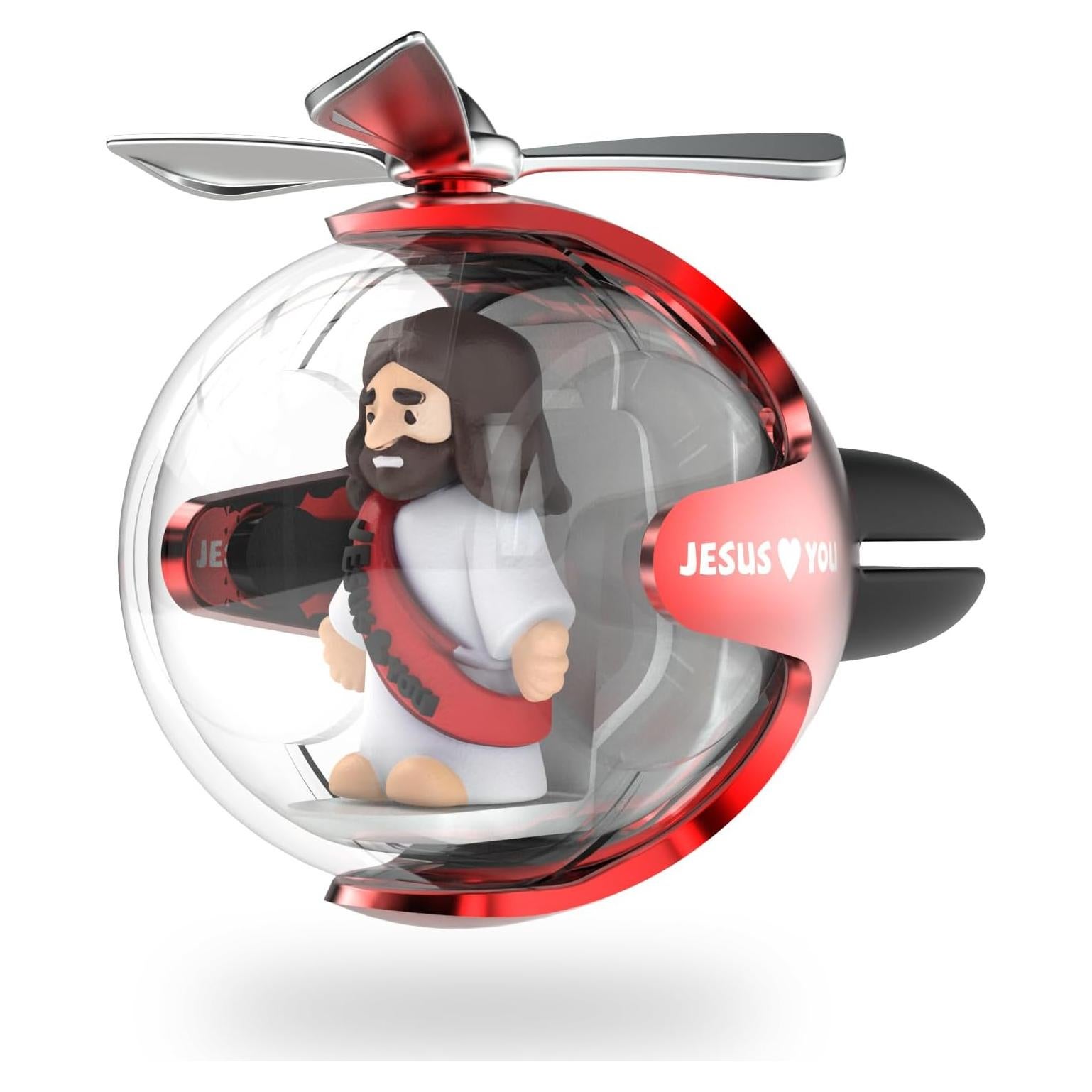 Ambientador de Auto LED Jesus Te Ama con 4 Almohadillas Aromatizadas