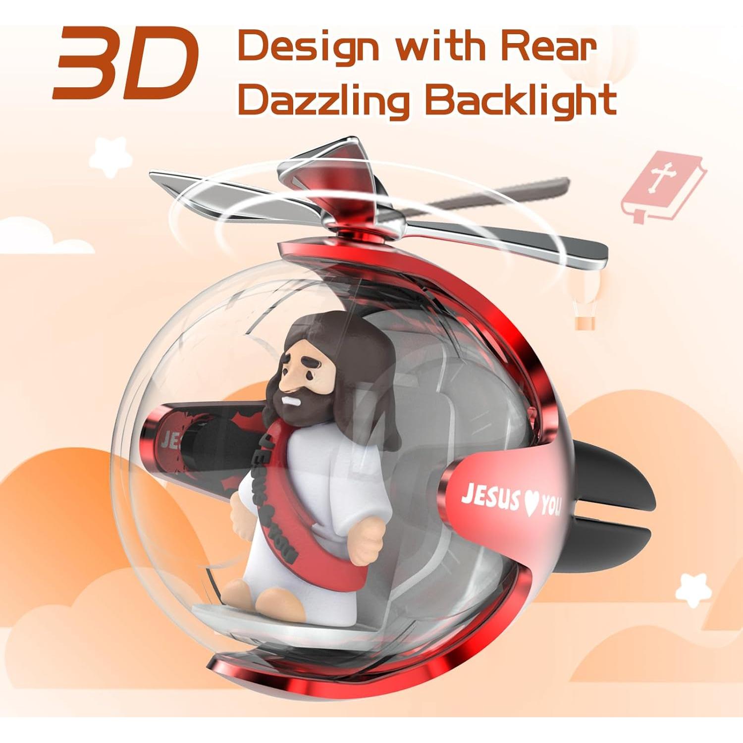 Ambientador de Auto LED Jesus Te Ama con 4 Almohadillas Aromatizadas