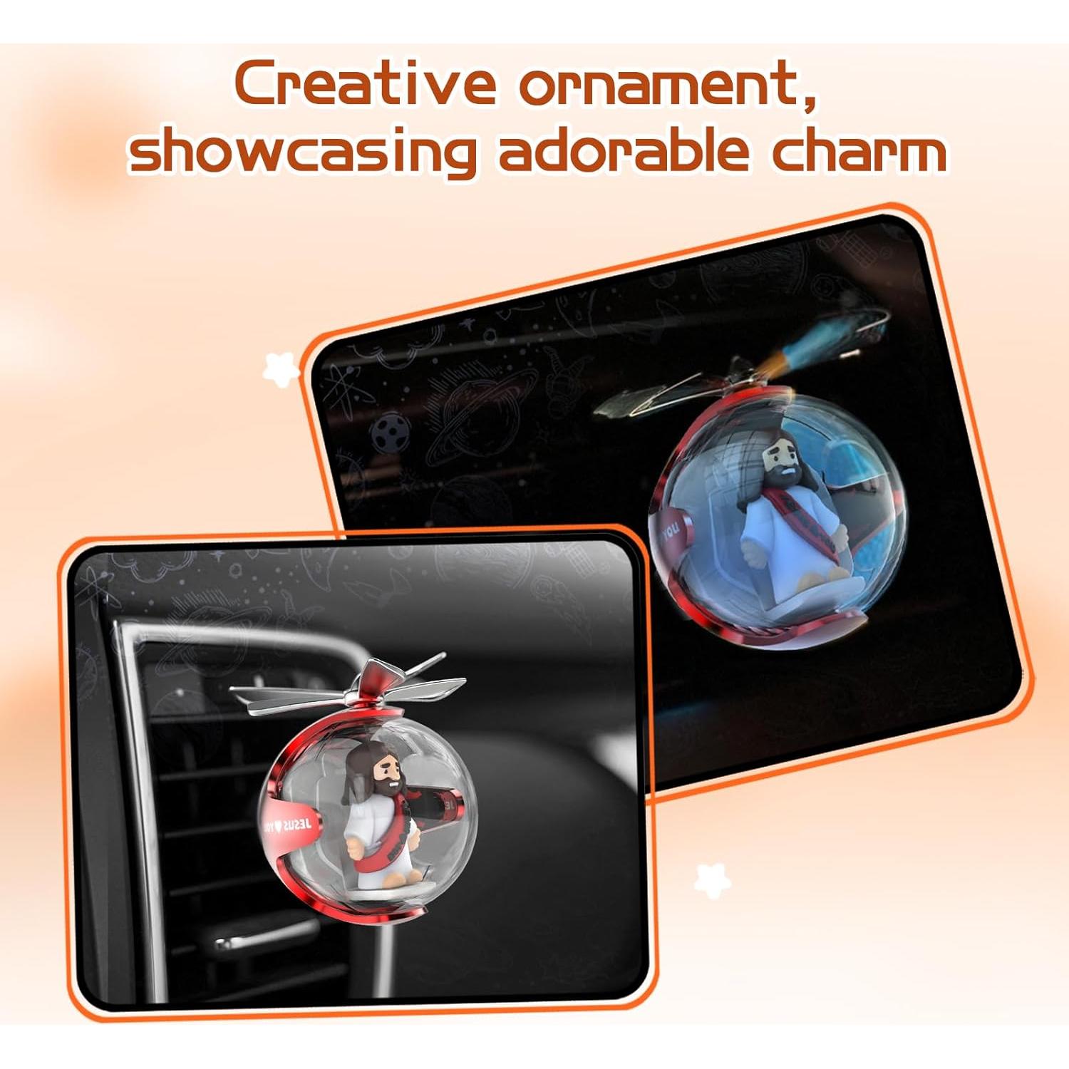 Ambientador de Auto LED Jesus Te Ama con 4 Almohadillas Aromatizadas